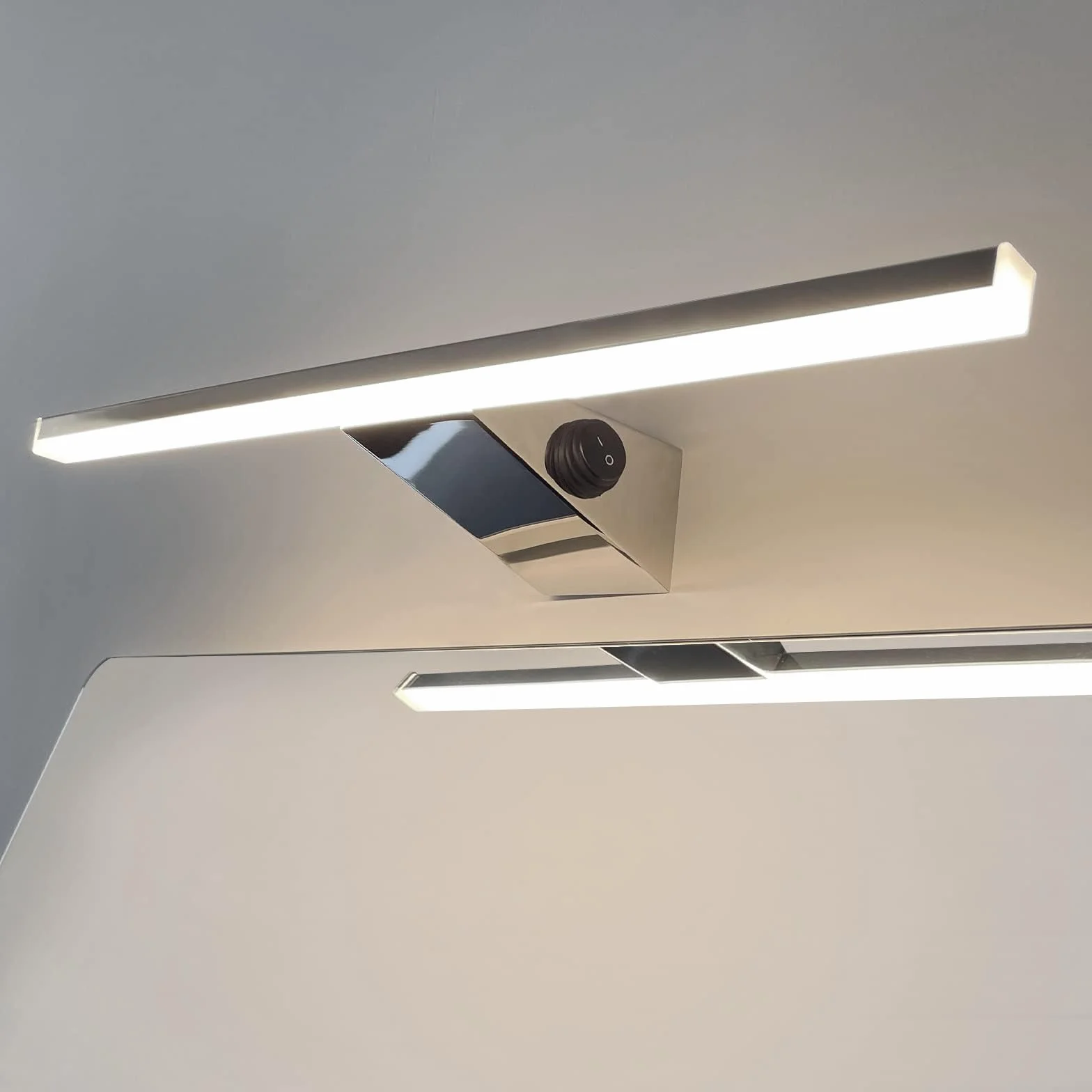 Lampa lustrzana ścienna łazienkowa, stal nierdzewna, 60cm 15w 1600lm lampy lustrzane do łazienki, łazienkowa lampa ścienna, nowoczesna wodoodporność IP44 (40 cm z wyłącznikiem)
