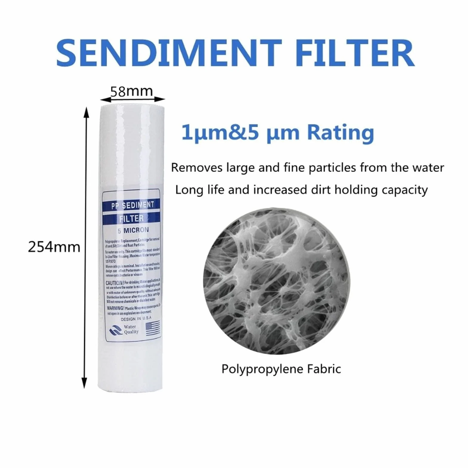 Filtr Wody, 10 sztuk 5 mikronów Pp Spun polipropylen osadowy wkład do filtra wody odwrócona osmoza 10 Cal pp filtr bawełniany 100g(1 micron)