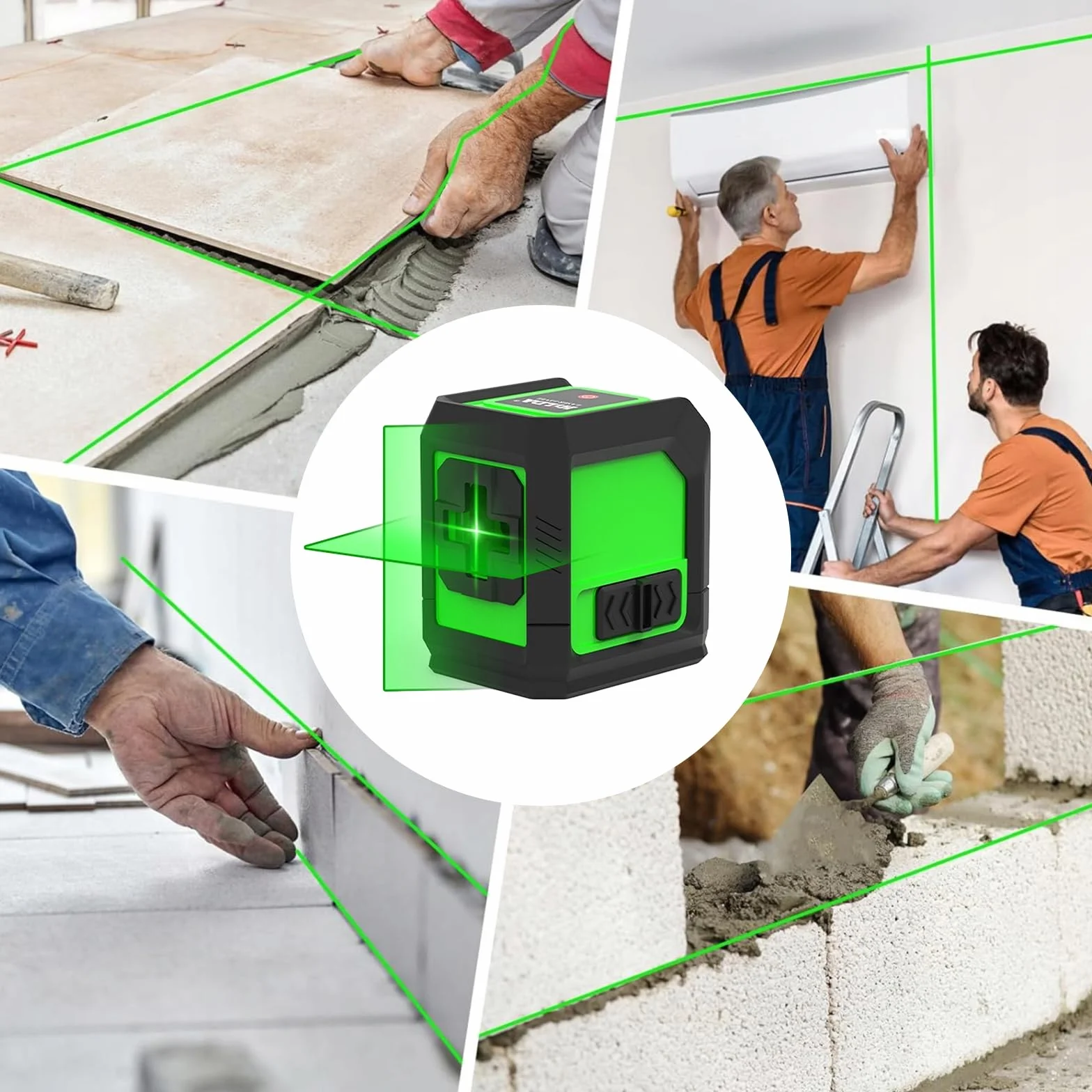 Laser krzyżowy samopoziomujący zielony z podwójnym modułem laserowym ze statywem do prac wewnętrznych