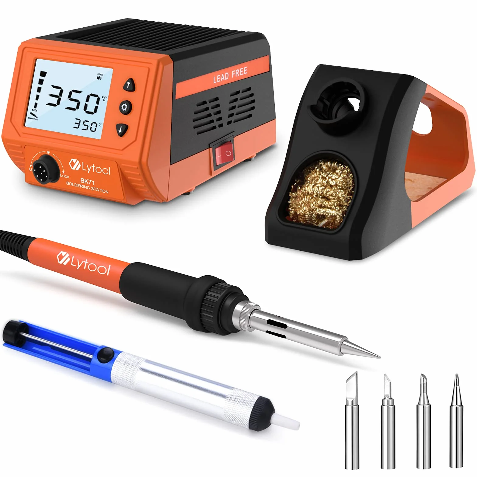 Lytool Stacja do Lutowania, Stacje Lutnicze z 3-calowym Wyświetlaczem LCD 60W Profesjonalne Cyfrowe, Zestaw Narzędzi Naprawczych z Regulacją Temperatury 180℃～480℃ z Końcówkami Lutniczymi, Inteligentny