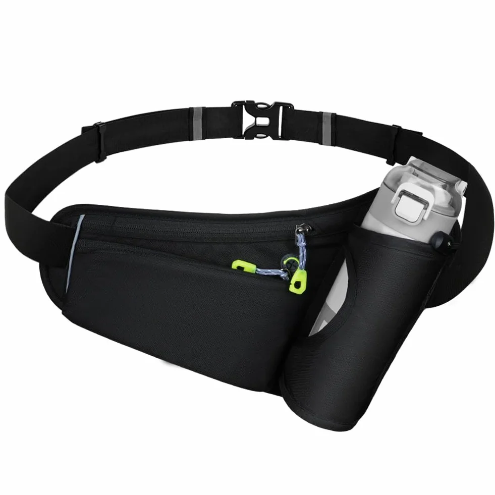 Flintronic Torba na pasek, sportowa biodrowa z butelką na napoje, oddychająca, do biegania, kempingu, wspinaczki, jazdy na rowerze, 1#czarny