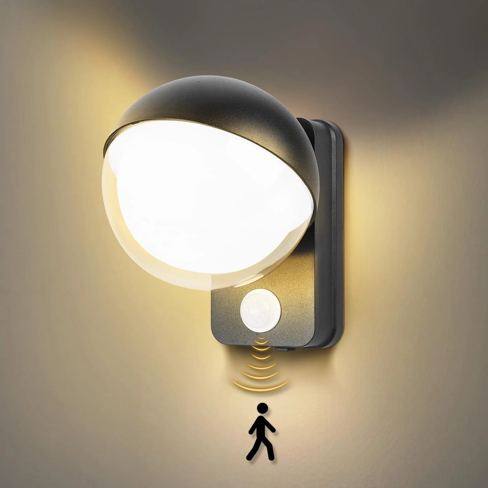 GBKDQQ Zewnętrzna lampa ścienna zewnętrzna z czujnikiem ruchu, 18 W, lampa zewnętrzna LED, ciepła biel, 3000 K, lampa ścienna, zewnętrzna, regulowany strumień światła, na balkon, do ogrodu