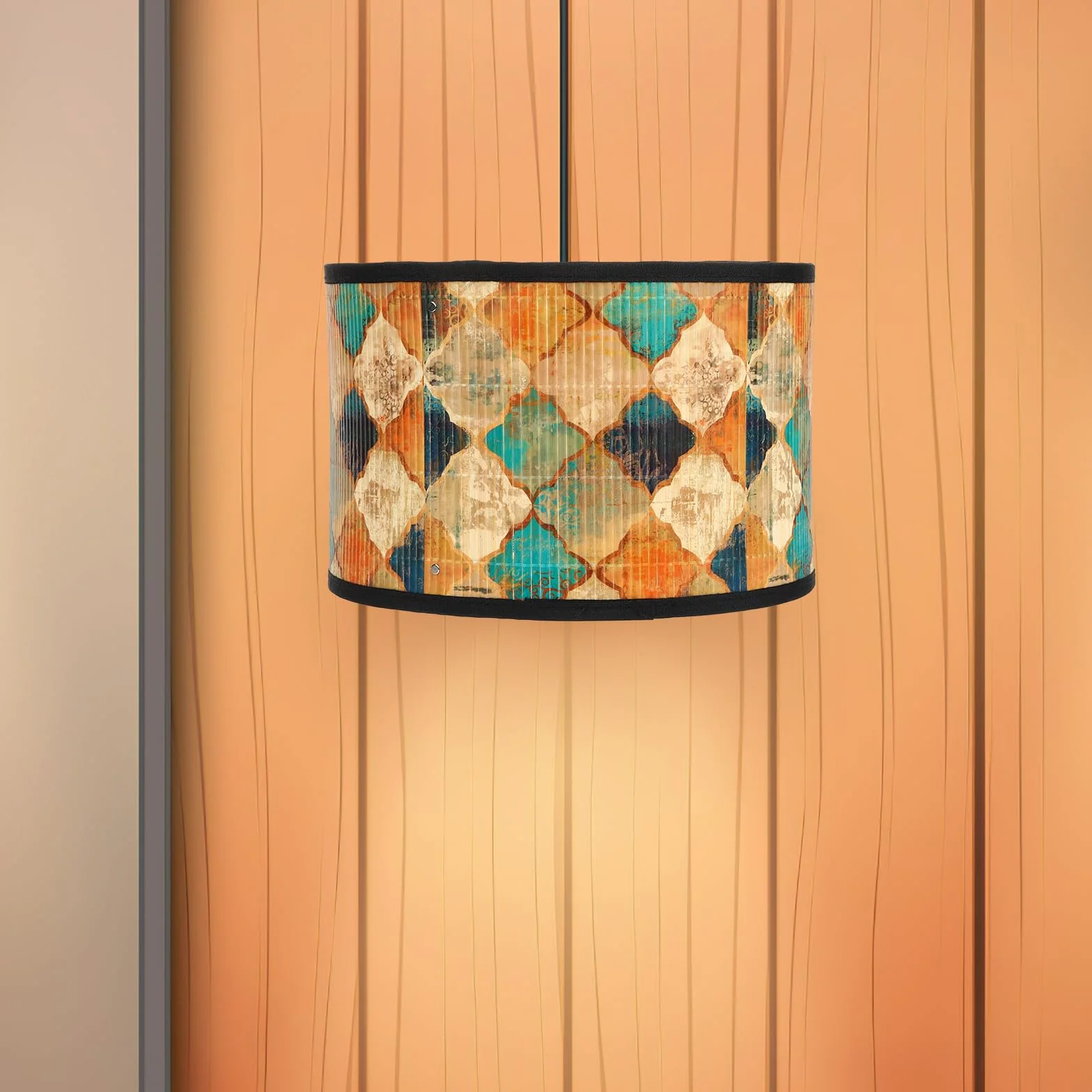 OSALADI Drum Lamp Abażur Kinkiet, Dekoracyjny abażur Lampa Podłogowa Lampy Stołowe, Boho Style Wahadłowe Lampy Tkaniny