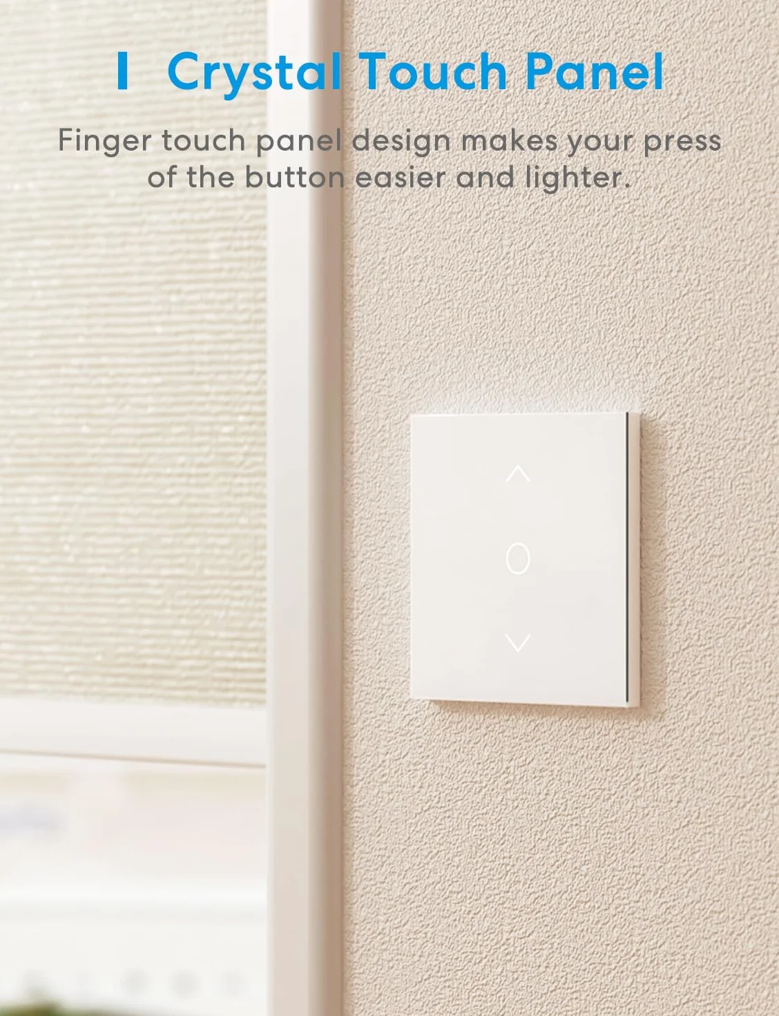 Meross Przełącznik WiFi do rolet (NEUTRALNY PRZEWÓD WYMAGANY), przełącznik dotykowy do kurtyny okiennej Kompatybilny z Alexa, Google Home i SmartThing, Niekompatybilny z HomeKit [Klasa energetyczna A+++]