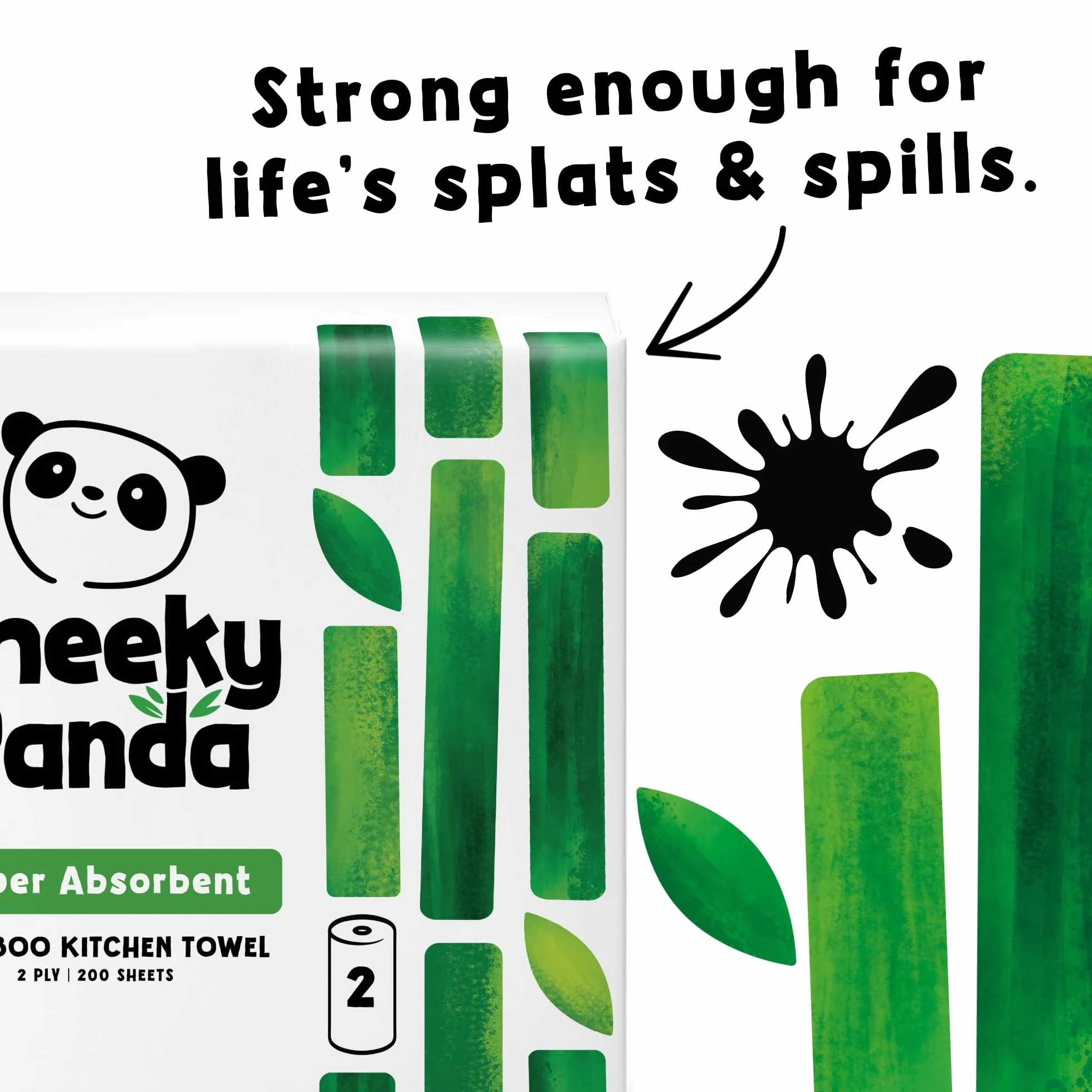 The Cheeky Panda - Bambusowe ręczniki papierowe luzem, 10 x 100 arkuszy ręczników papierowych, 1000 x 2-warstwowe ręczniki papierowe, mocne i trwałe