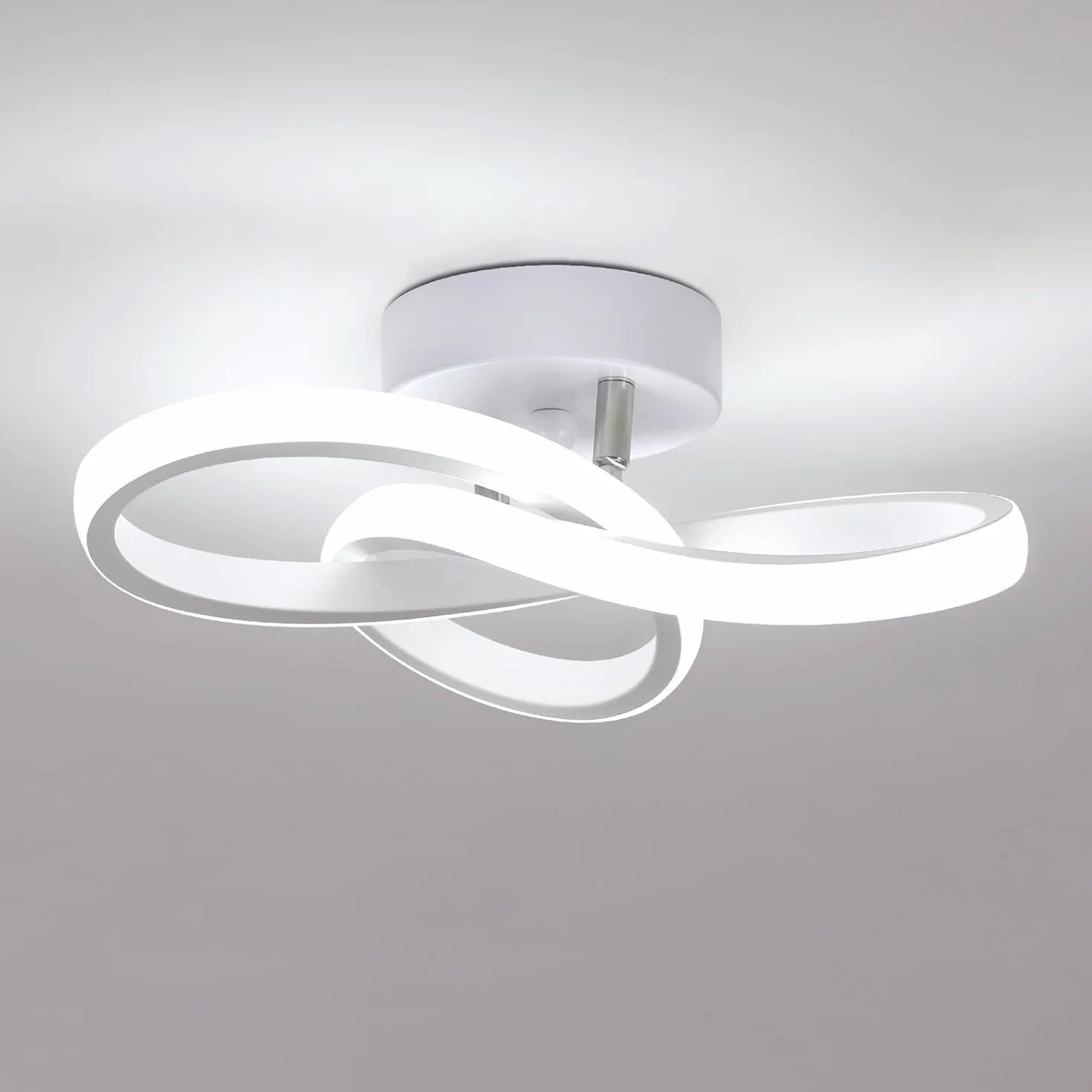 Lampa sufitowa LED 22W 2500lm 6500K chłodna biel 24x11 cm kwiat do sypialni salonu