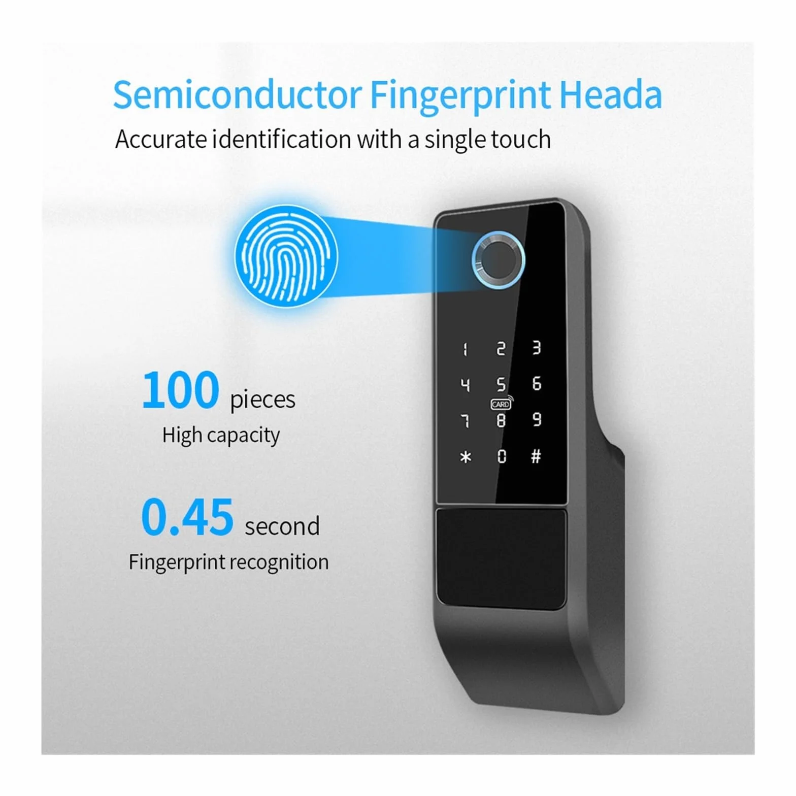 Wodoodporny zamek do drzwi z czytnikiem linii papilarnych, brama zewnętrzna Bluetooth, karta z hasłem i zasuwką, klucz mechaniczny