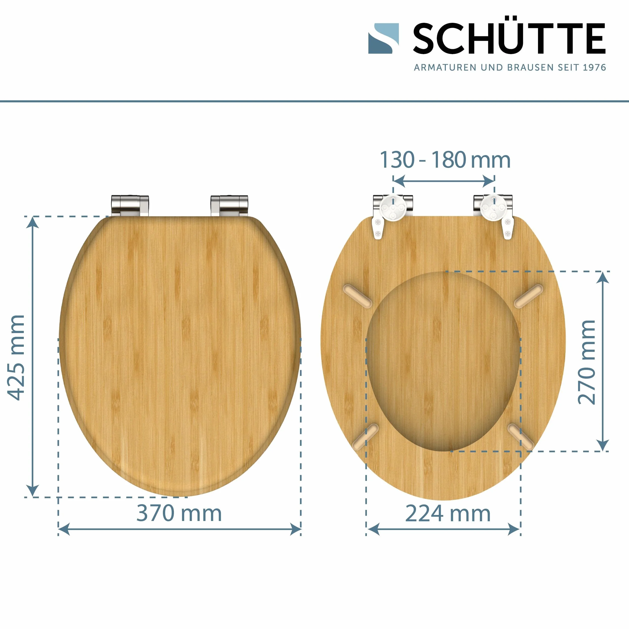 Schütte Deska sedesowa BAMBOO wolnoopadająca, masywna bambusowa deska sedesowa, trwała deska sedesowa z drewna bambusowego, maksymalne obciążenie 150 kg