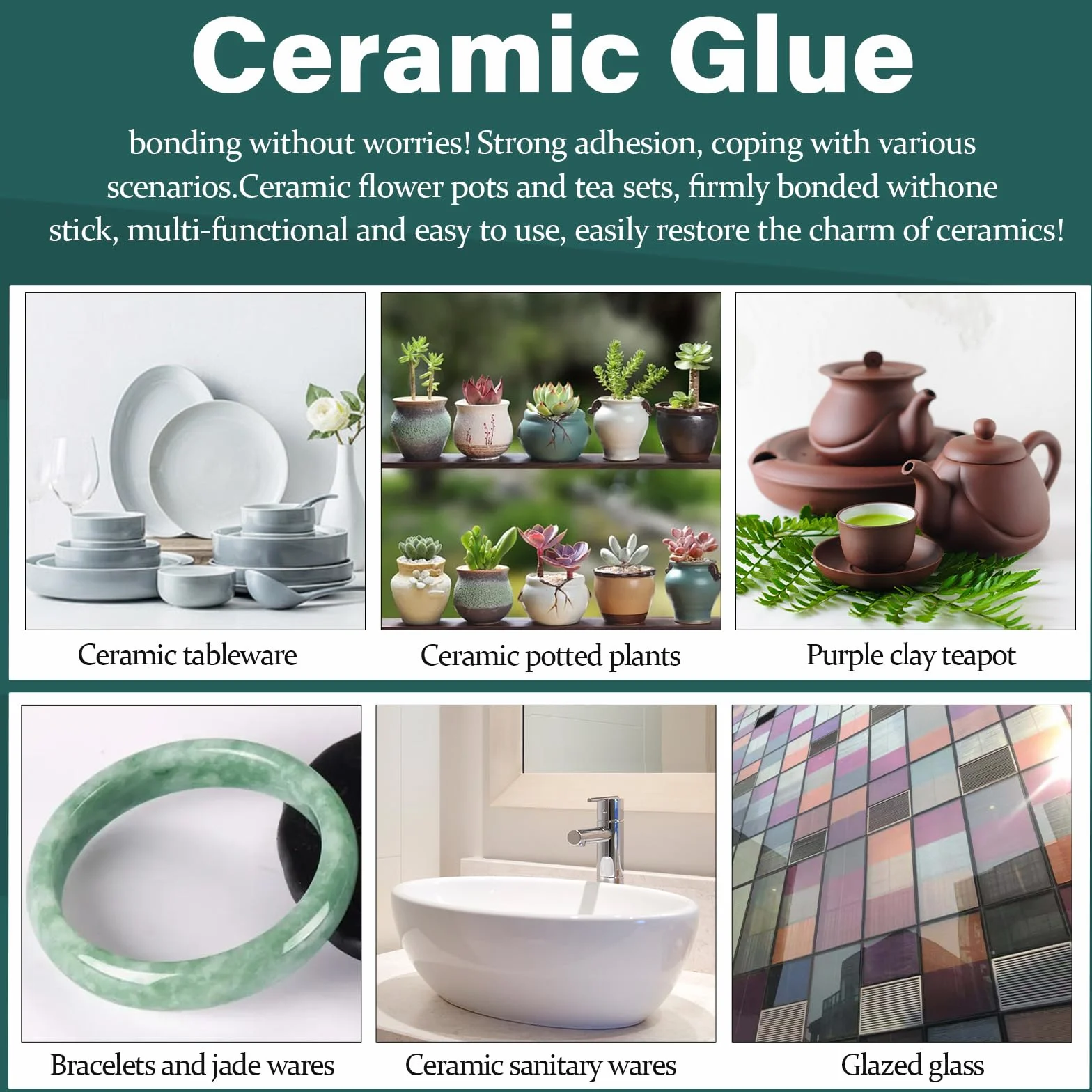 Klej błyskawiczny do ceramiki, bardzo mocny klej do porcelany, klej ceramiczny, bardzo mocny klej błyskawiczny, odporny na wysoką temperaturę, wodoodporny, silnie mocujący się do ceramiki