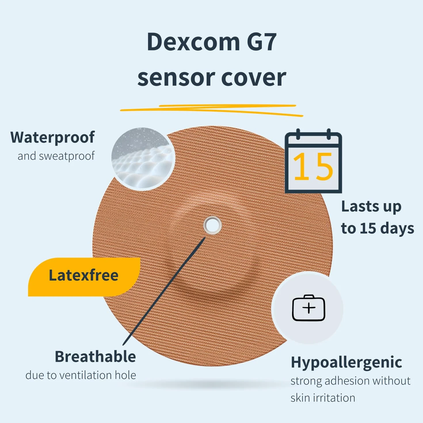 MySweetStitch Plaster do sensora Dexcom G7 Wodoodporny 25 sztuk Ø 65mm Ø 4mm Wielokolorowy