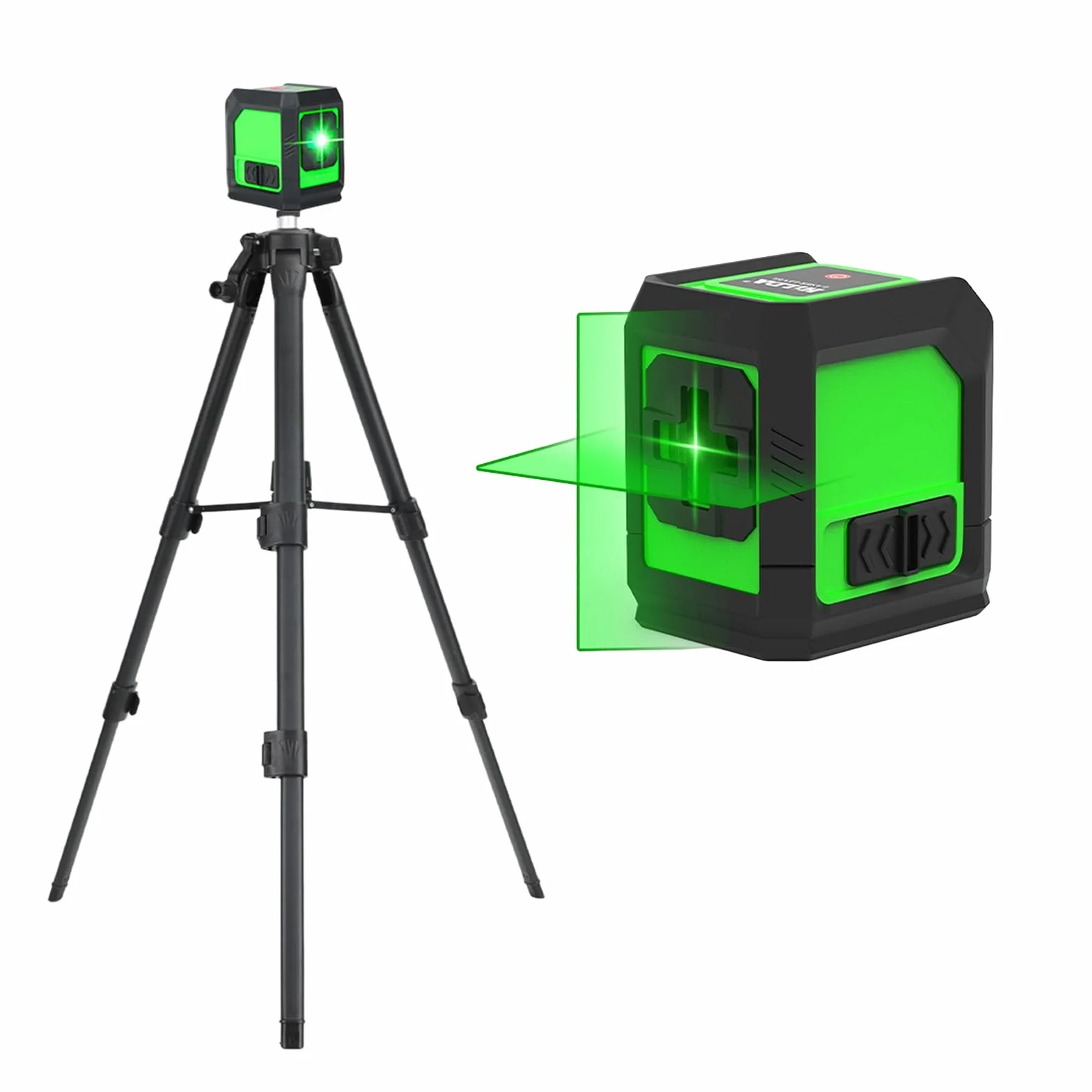 Laser krzyżowy samopoziomujący zielony z podwójnym modułem laserowym ze statywem do prac wewnętrznych