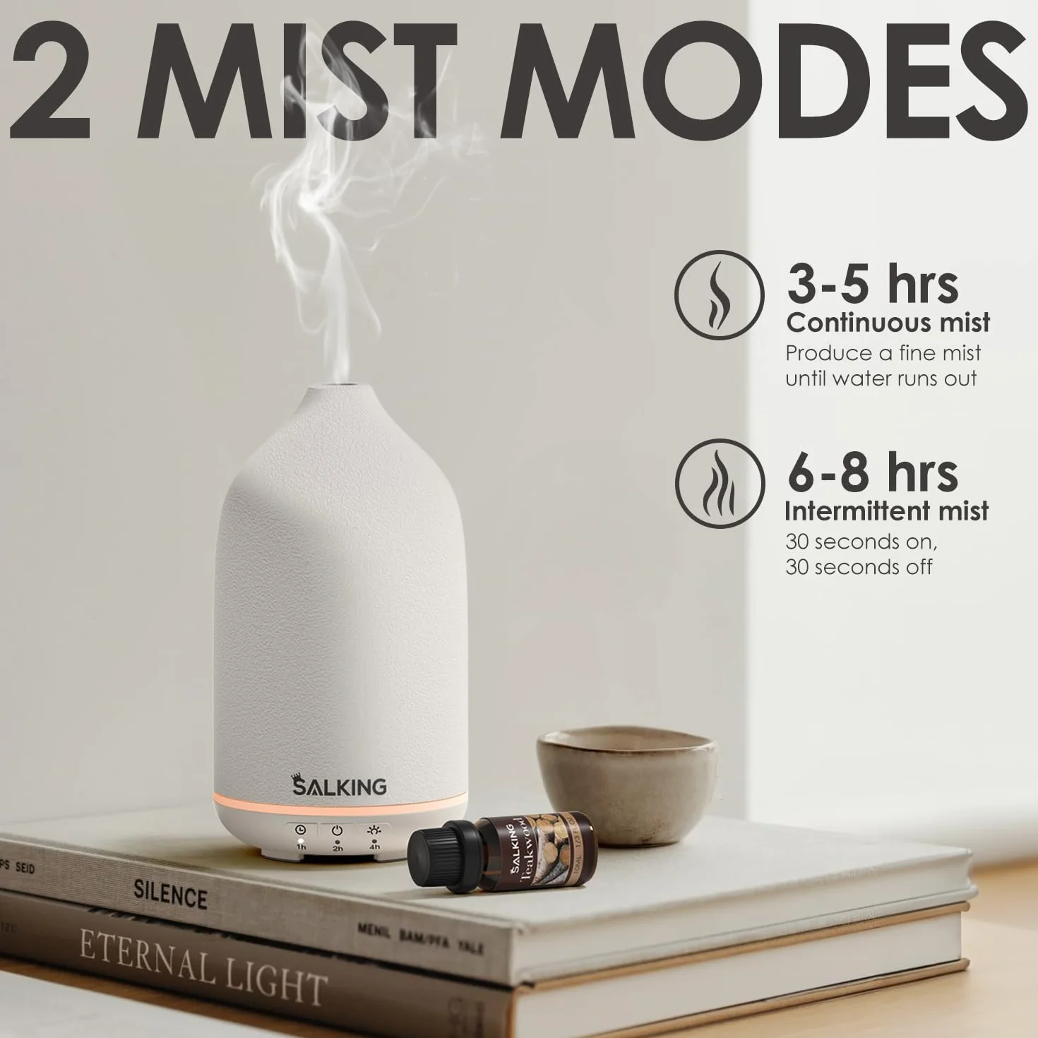 SALKING Dyfuzor olejków eterycznych ceramiczny 150 ml ultradźwiękowy z 7 kolorami LED