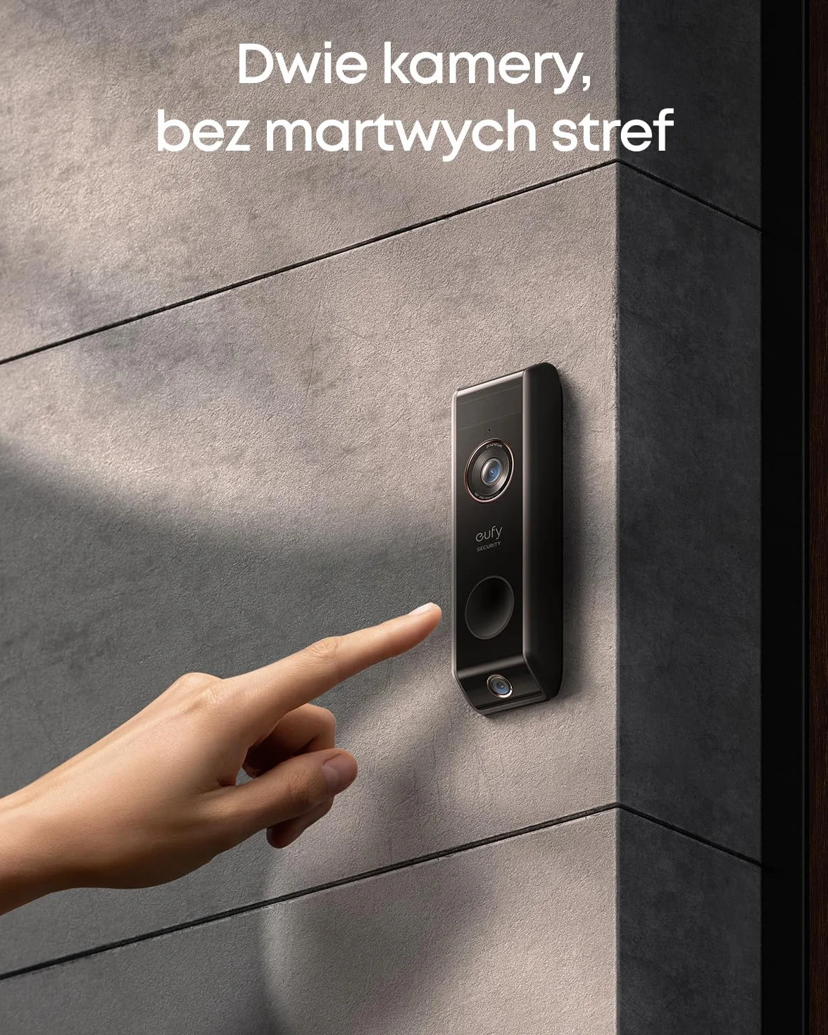 eufy Security Video Doorbell S330 Dual Camera (z baterią), dodatkowa kamera, dzwonek do drzwi zasilany akumulatorem, czujnik ruchu, rozpoznawanie paczek, 2K HD, bezpłatne użytkowanie