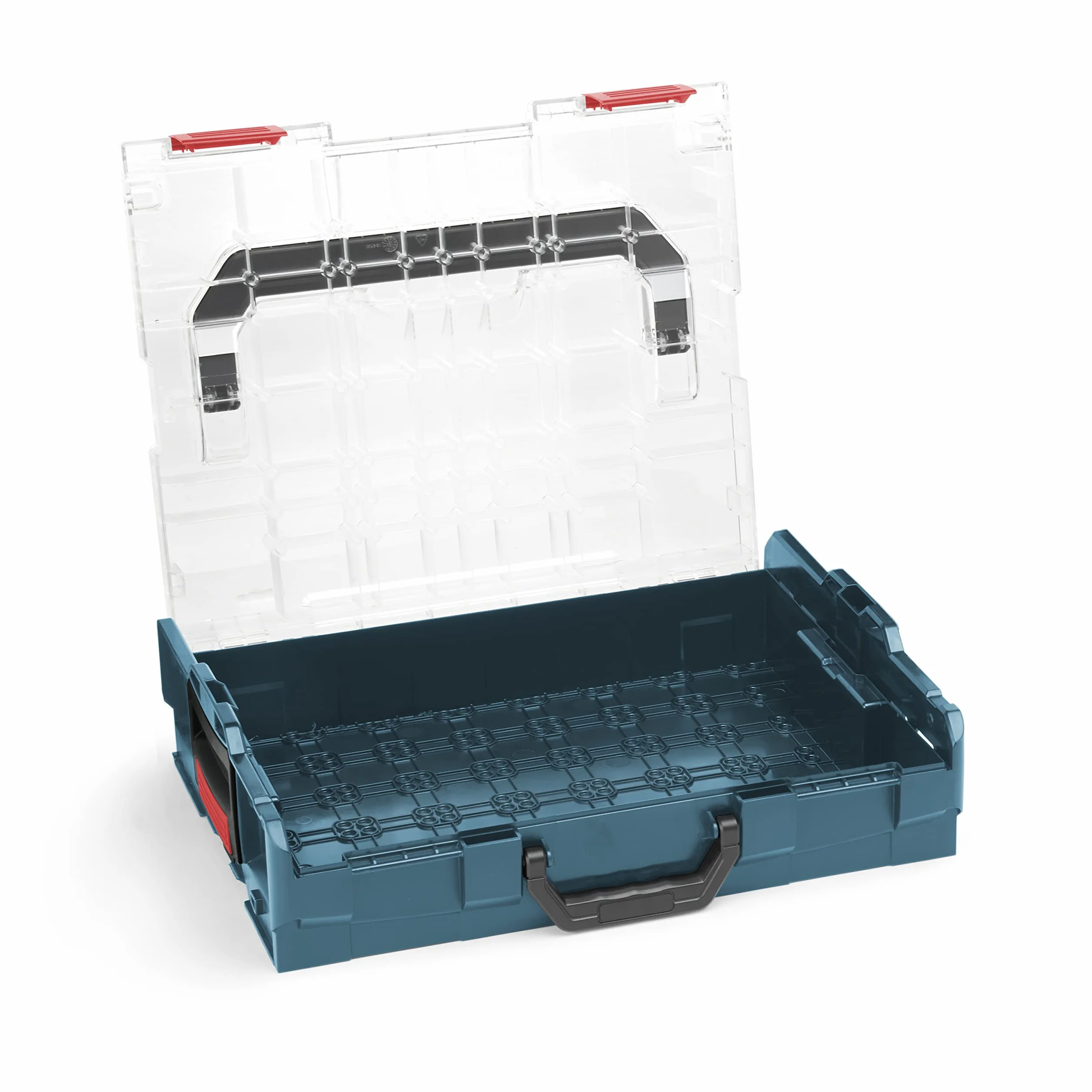 Sortimo Bosch L-BOXX 102 profesjonalna walizka narzędziowa z tworzywa sztucznego, niebieska, przezroczysta pokrywka z zestawem pojemników F3, pudełka do sortowania małych części | idealny system przechowywania małych części