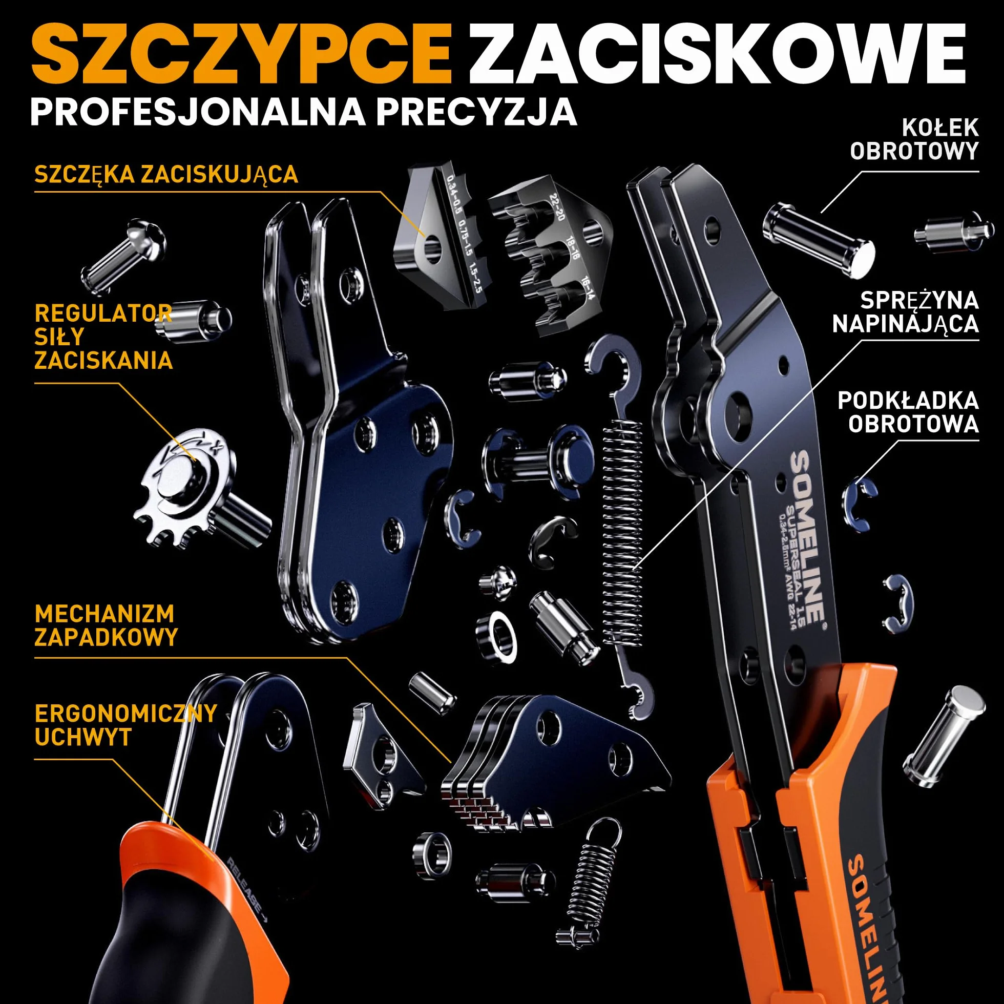 SOMELINE Zestaw szczypiec zaciskowych, wodoszczelnych wtyczek samochodowych, szczypce zaciskowe (0,34 – 2,5 mm²), z wtyczką kablową 1/2/3/4/5 pinów, wodoszczelna wtyczka kablowa, wtyczka samochodowa