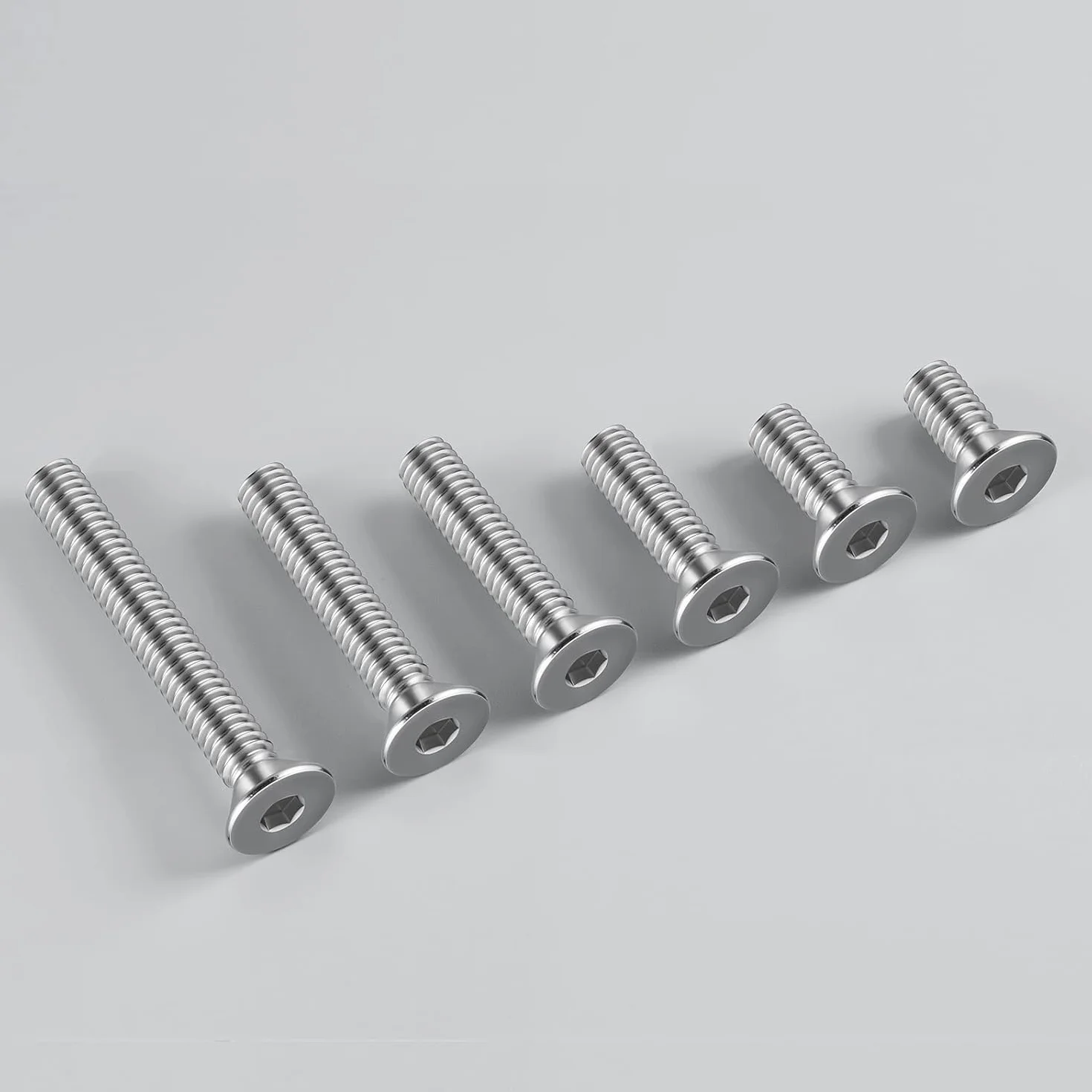 10 sztuk śrub z łbem stożkowym M6 x 50 mm z gniazdem sześciokątnym wewnętrznym, stal nierdzewna A2 V2A, pełny gwint z kluczami sześciokątnymi wewnętrznymi