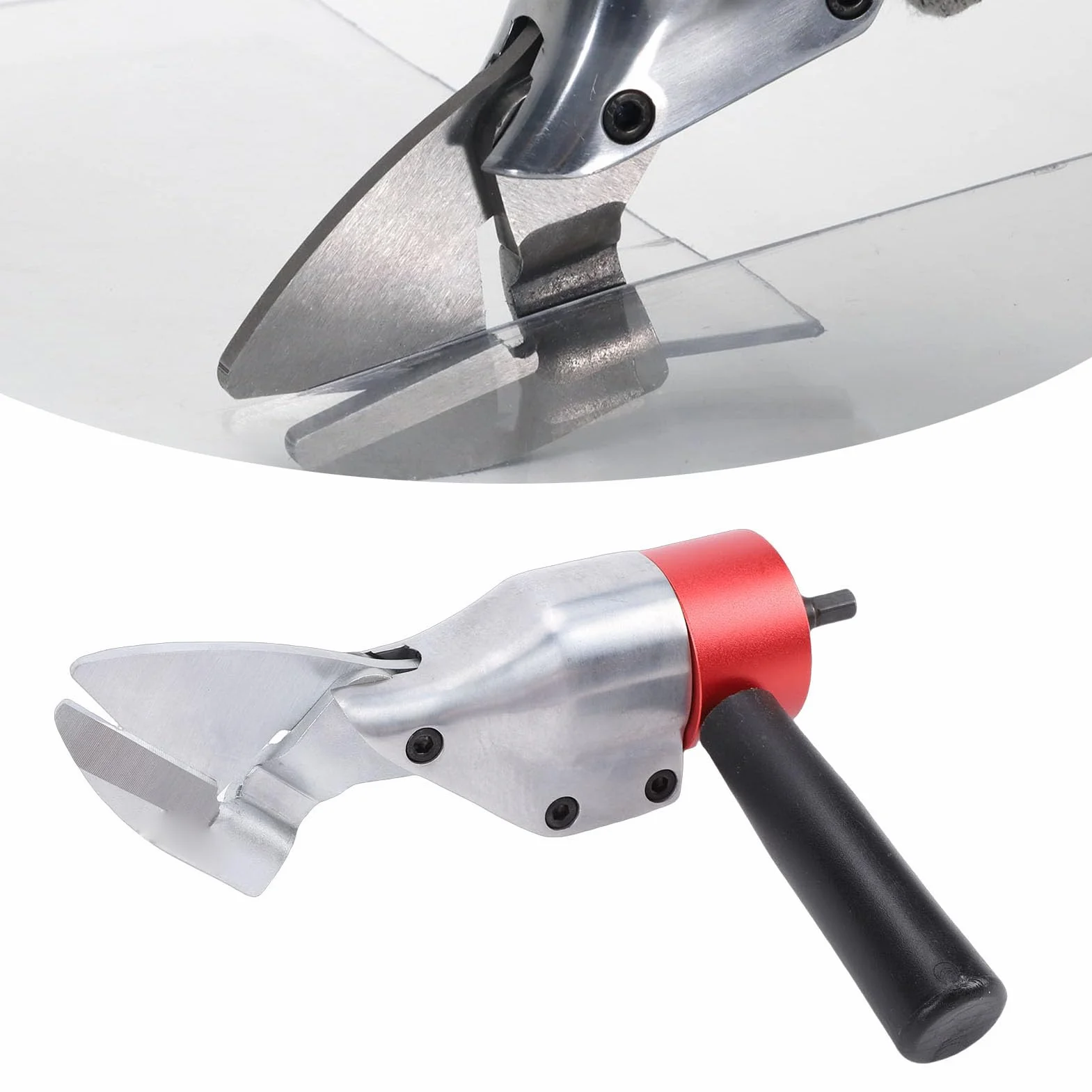 Przystawka do Wiercenia ścinającego do Metalu, Ostrze ze Stali CRV, Uchwyt Obrotowy 360 Stopni, Przecinak Blachy, z łożyskiem Blachy Falistej z żelaza, Aluminium, Stali