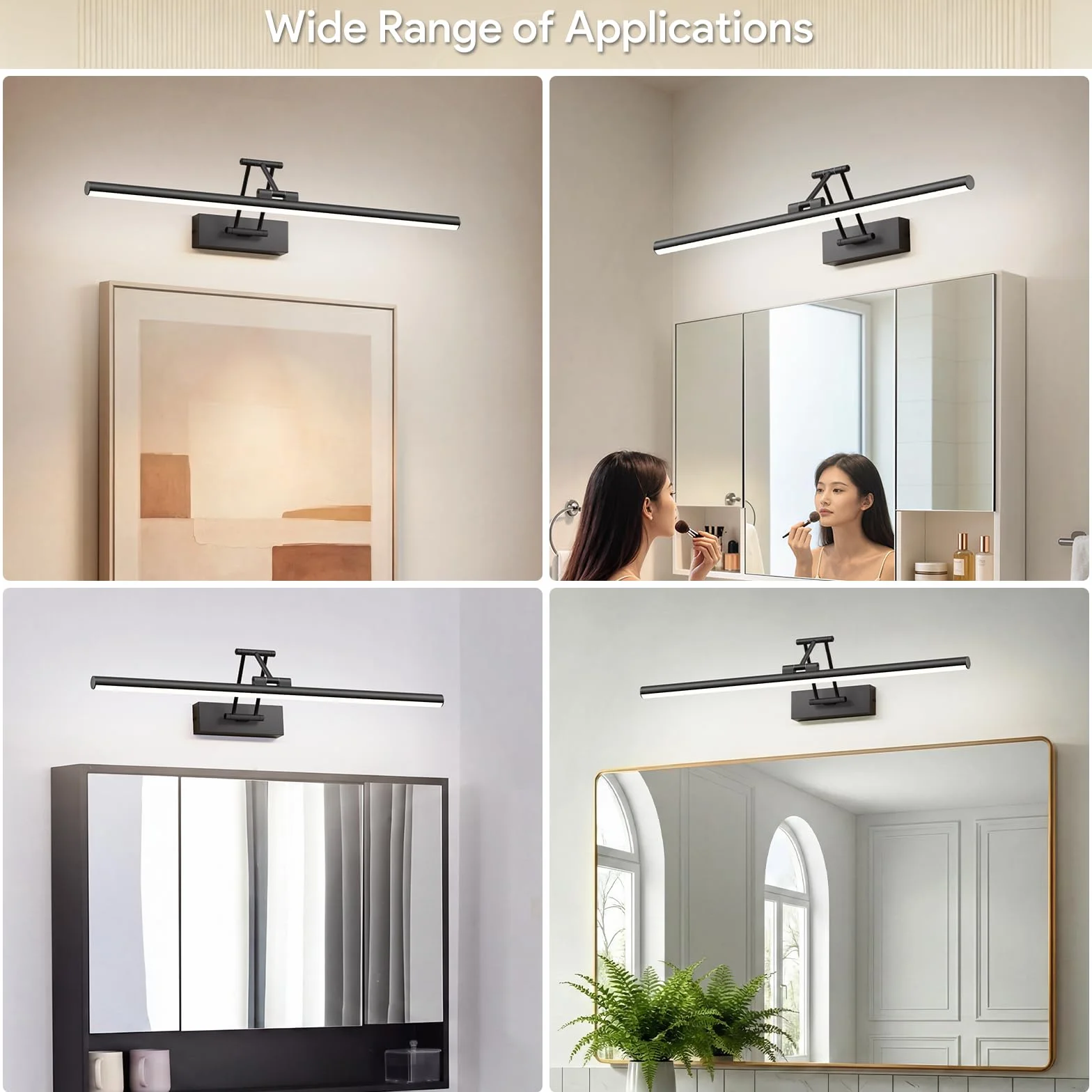 LED Klighten lustro światło łazienka 60cm, obrotowe światło do łazienki IP44, 20W 1500 LM, zimna biel 5500K