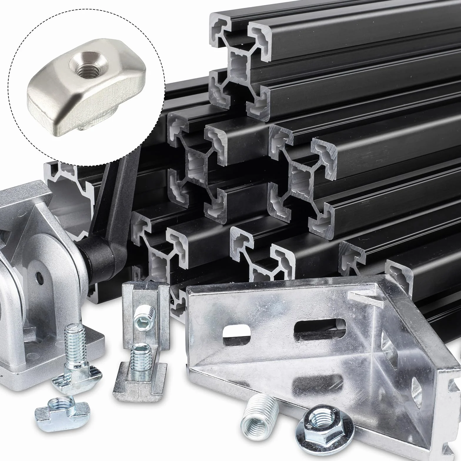 METALLIXITY Nakrętki rowkowe T ślizgowe (gwint M3), 10 sztuk, nakrętki rowkowe T ze stali węglowej, mocowanie głowicy młotka do profilu, wytłaczania, aluminium, seria 3030