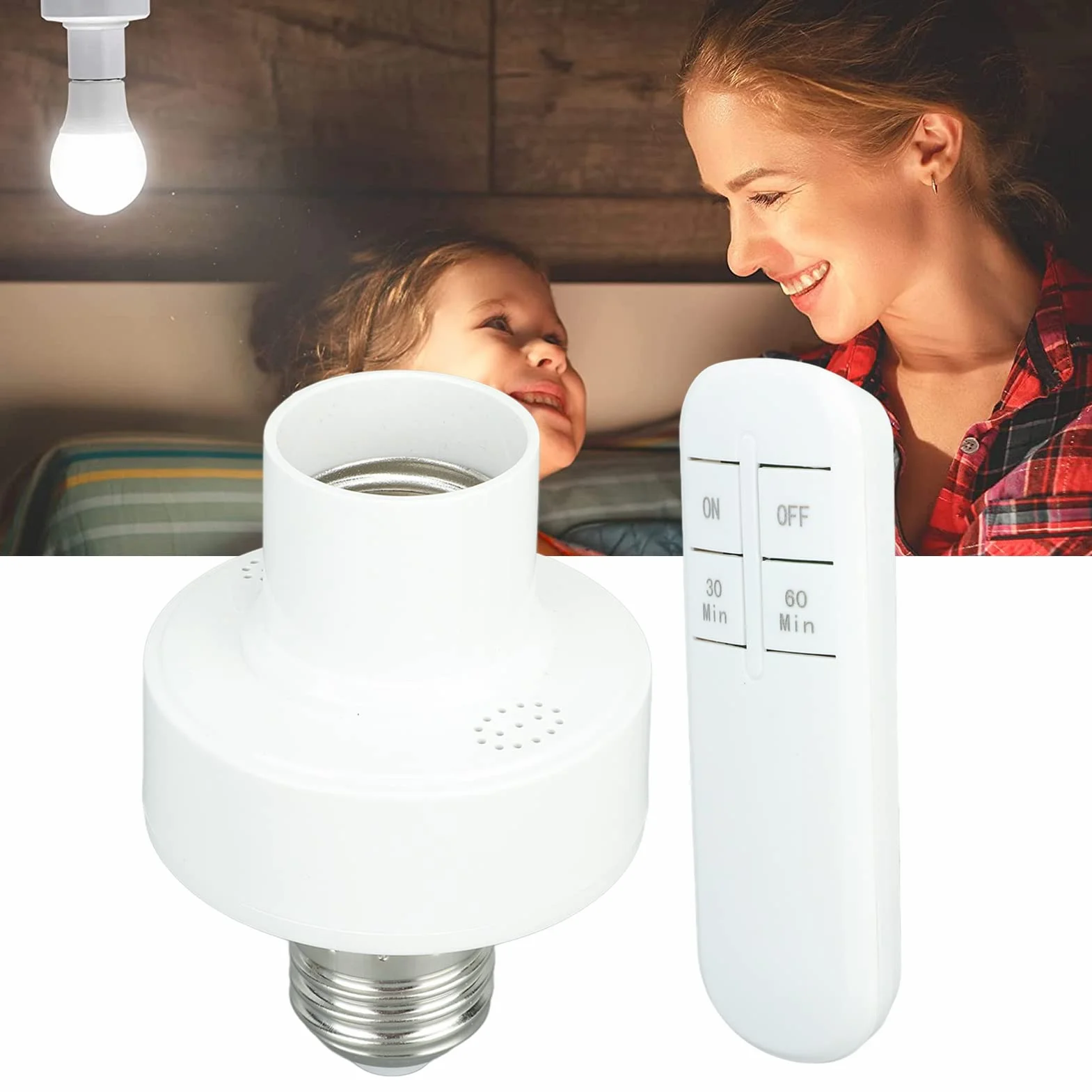 Bezprzewodowe Gniazdo Lampy Sterowanie 360 ​​stopni Wymiana Gniazda żarówki Zdalnego Sterowania Oszczędność Energii Nie Wymaga Okablowania dla żarówki LED 100 W Żarówka E27 (220 V)