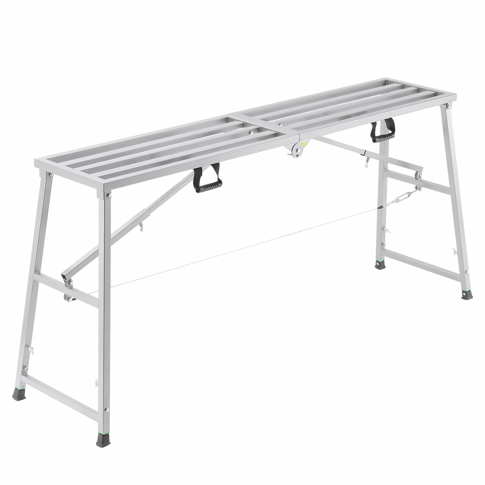 VEVOR Platforma robocza, 4-biegowa regulowana wysokość, składana drabina ze stali stopowej, przenośna platforma rusztowania, nośność 399 kg, antypoślizgowe gumowe nóżki, taboret do malowania płyt