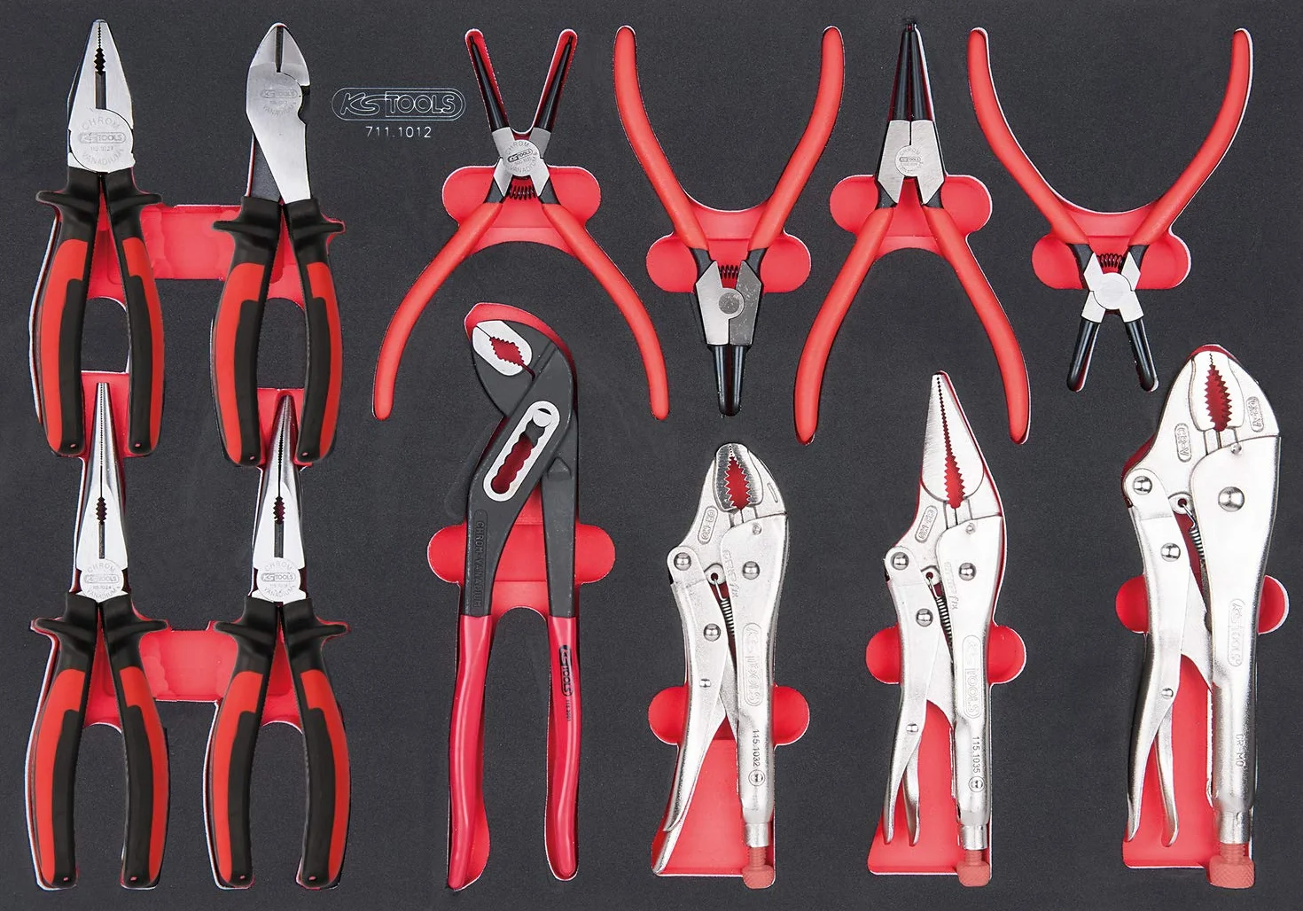 KS Tools 897.7598 ECOline CZARNY/CZERWONY wózek warsztatowy z 7 szufladami i zestawem narzędzi Premium, 598 części