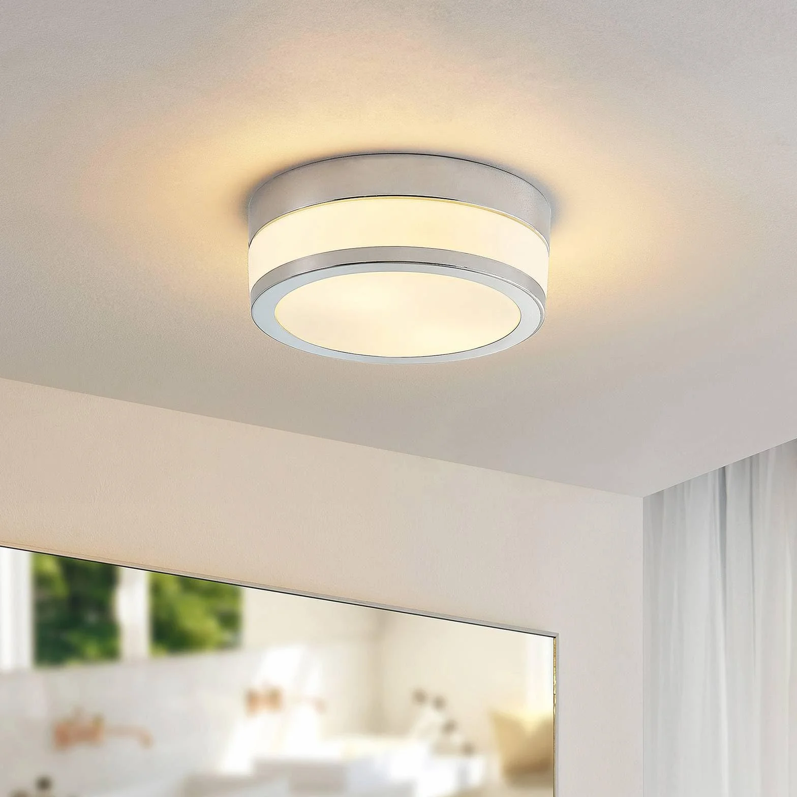 Lindby lampa sufitowa 2 -punktowa 'Flavi', styl nowoczesny, m. in. do łazienki, kolor chromowy, srebrny, szkło, żarówka E27