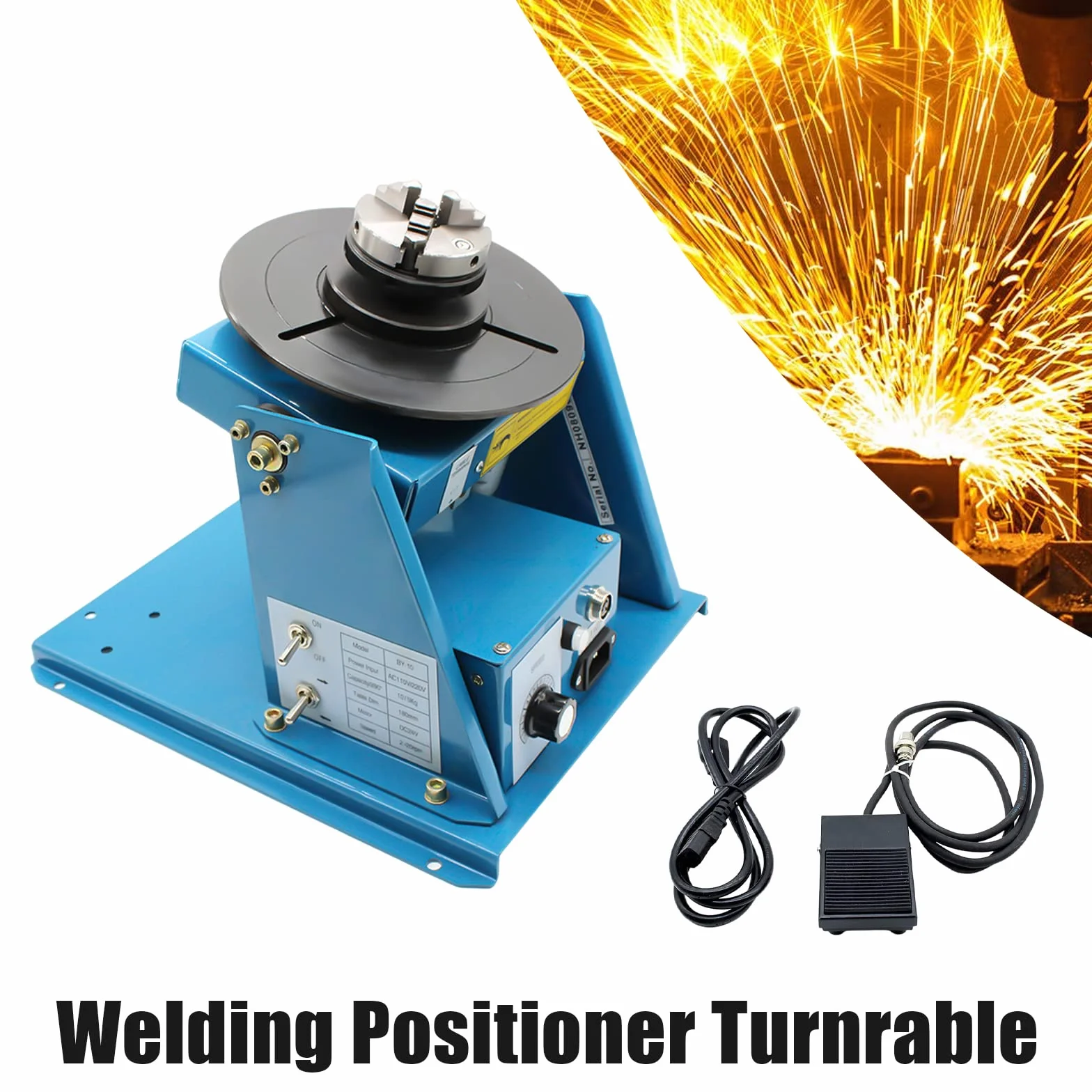 220 V stół spawalniczy pozycjoner spawalniczy 2-10 obr./min, manipulator 10 kg (poziomo) / 5 kg (pionowo), stół obrotowy 0-90°, kąt nachylenia 0-90°, uchwyt trójszczękowy do cięcia, szlifowania,