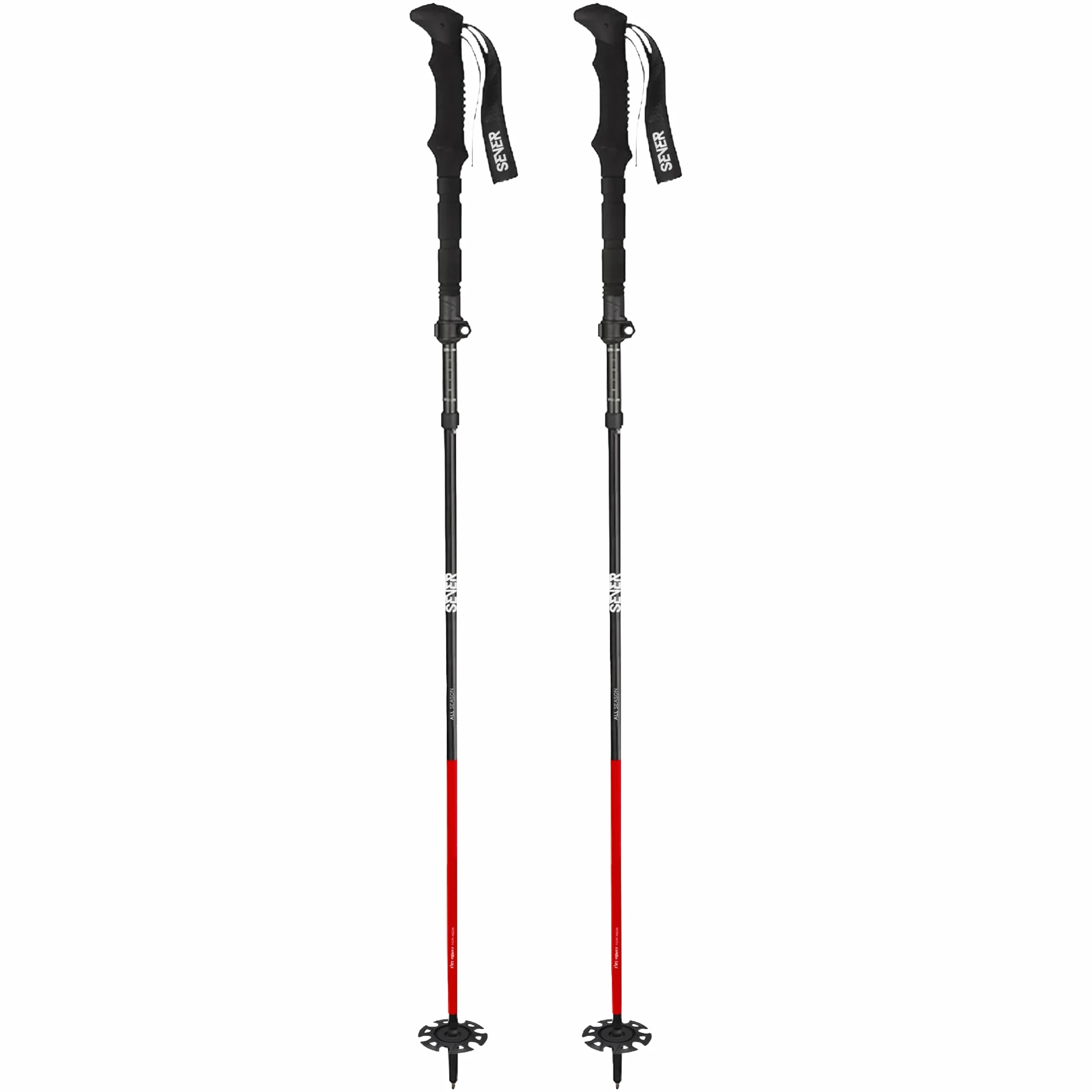 Nordic składane kijki trekkingowe, aluminiowe kijki z regulacją długości do 145 cm i lekkie, 3 końcówki na zimowe i letnie wycieczki