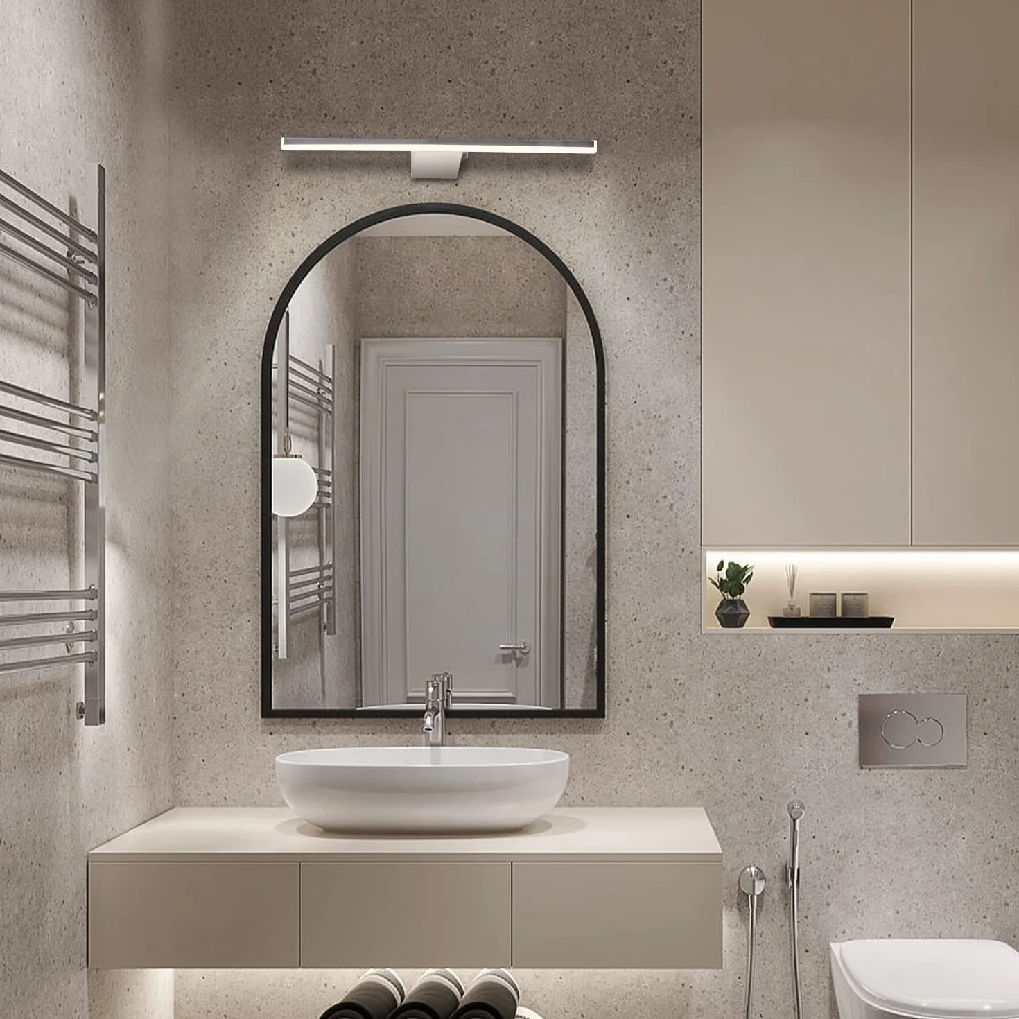 Lampa lustrzana ścienna łazienkowa, stal nierdzewna, 60cm 15w 1600lm lampy lustrzane do łazienki, łazienkowa lampa ścienna, nowoczesna wodoodporność IP44 (40 cm z wyłącznikiem)