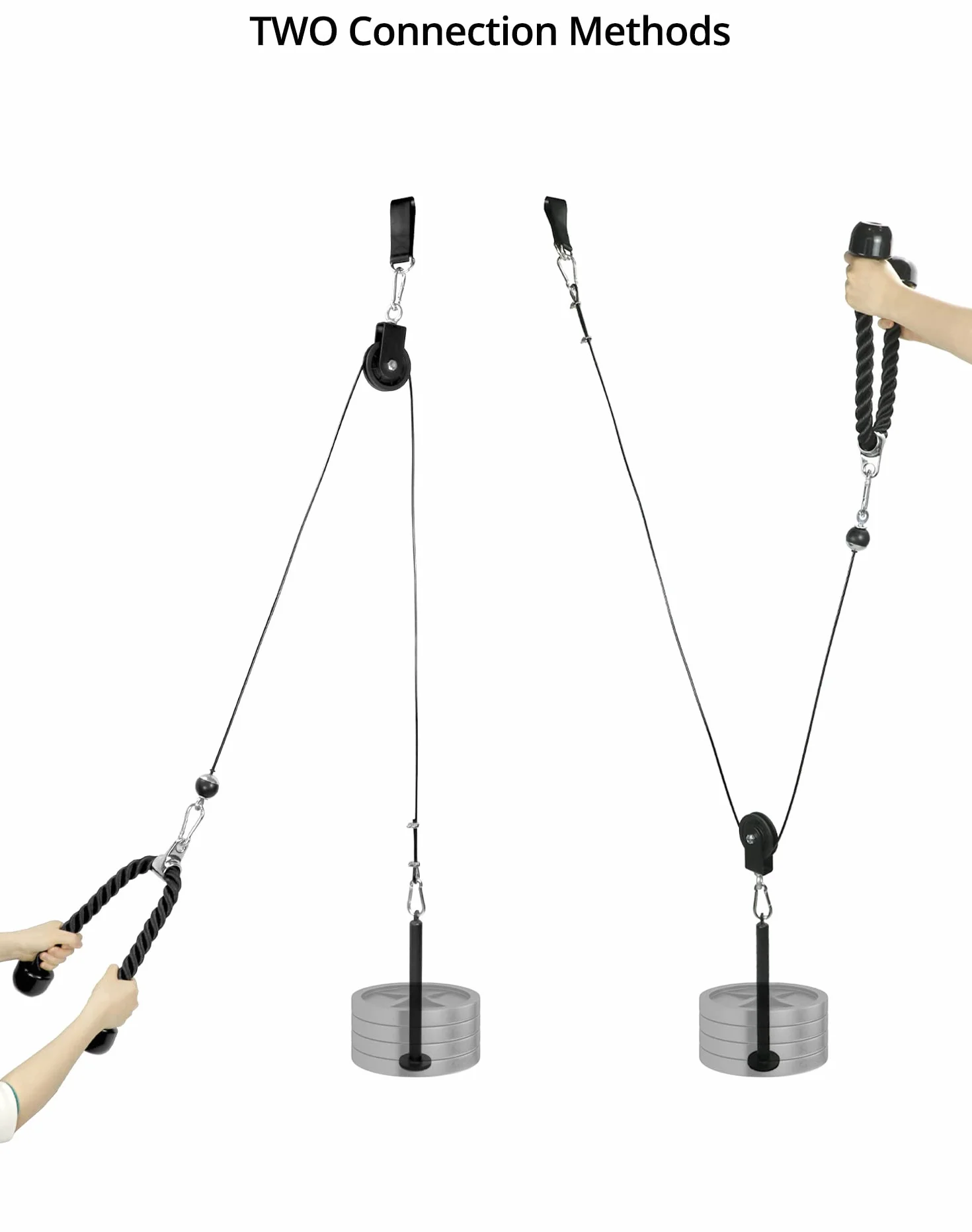 QWORK® Kabel fitness, kabel trenera ramion fitness, krążek linowy fitness, trening siłowy w domu, sprzęt fitness do domu
