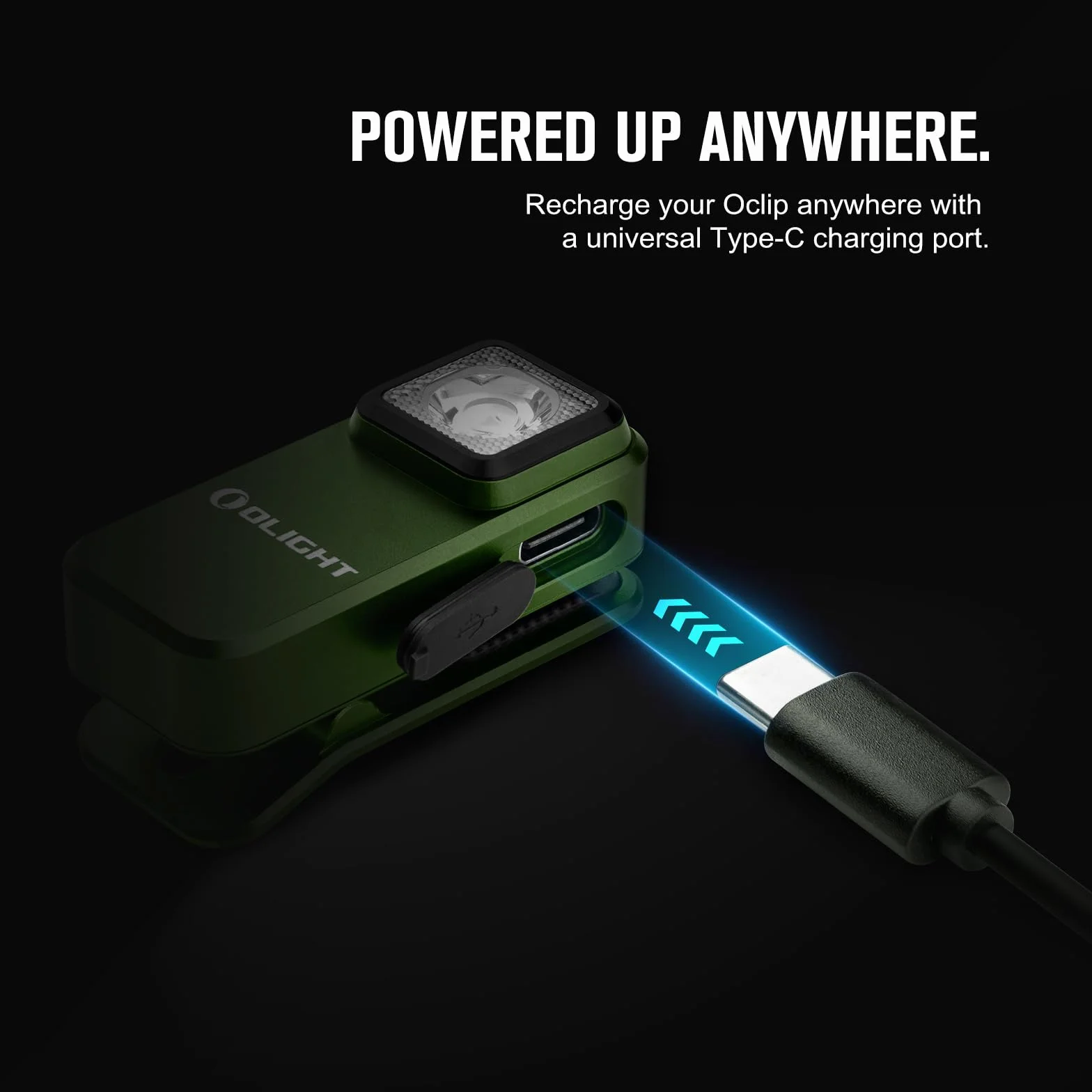 OLIGHT Oclip Mini latarka LED z czerwonym światłem, 300LM jasna latarka USB-C, lampa klipu IPX5 i 1.6m małe migające światło do kempingu i ostrzeżeń bezpieczeństwa(Zieleń wojskowa)