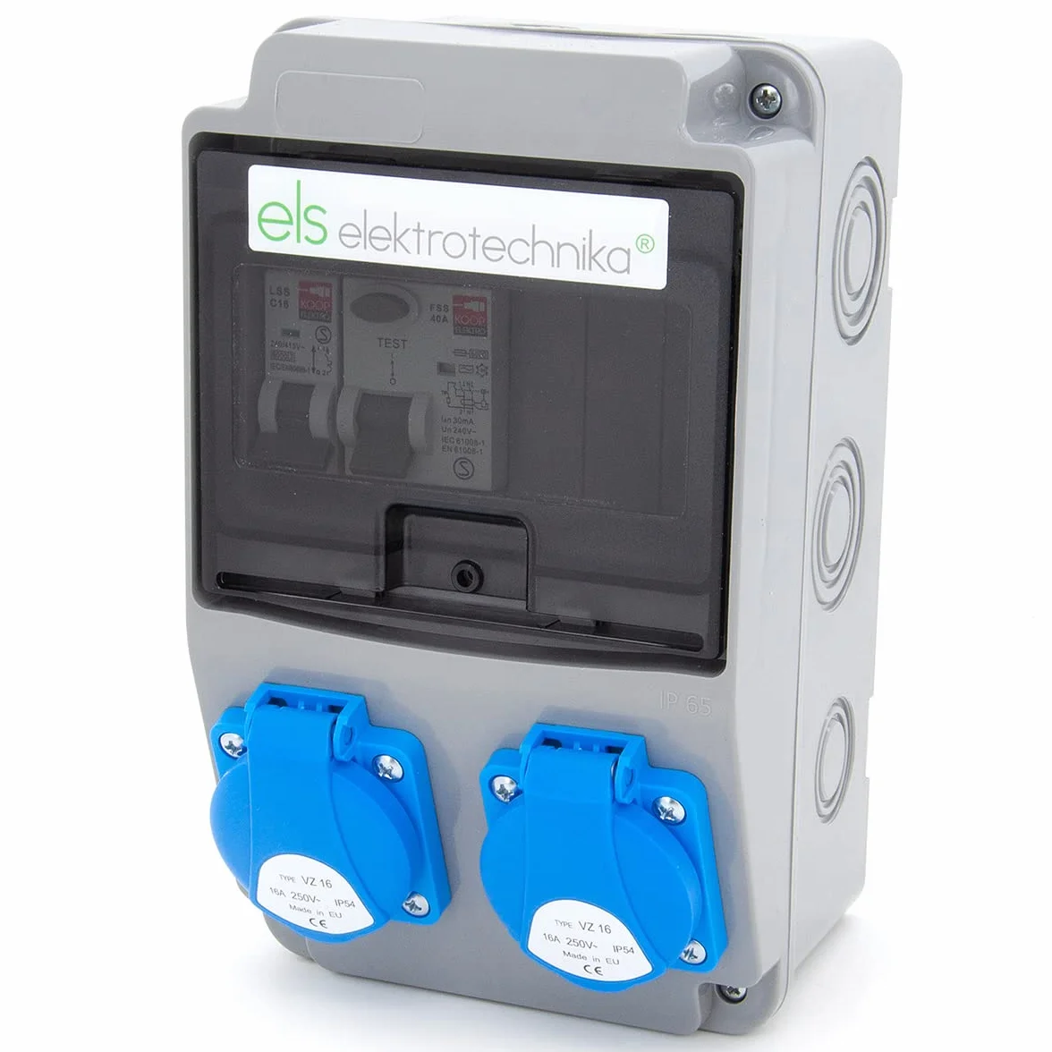 Rozdzielacz prądu roboczego 6NO 2 x 230 V + LS i przewodowy FI (2 x 230 V + 1 x LS C16 + FI40
