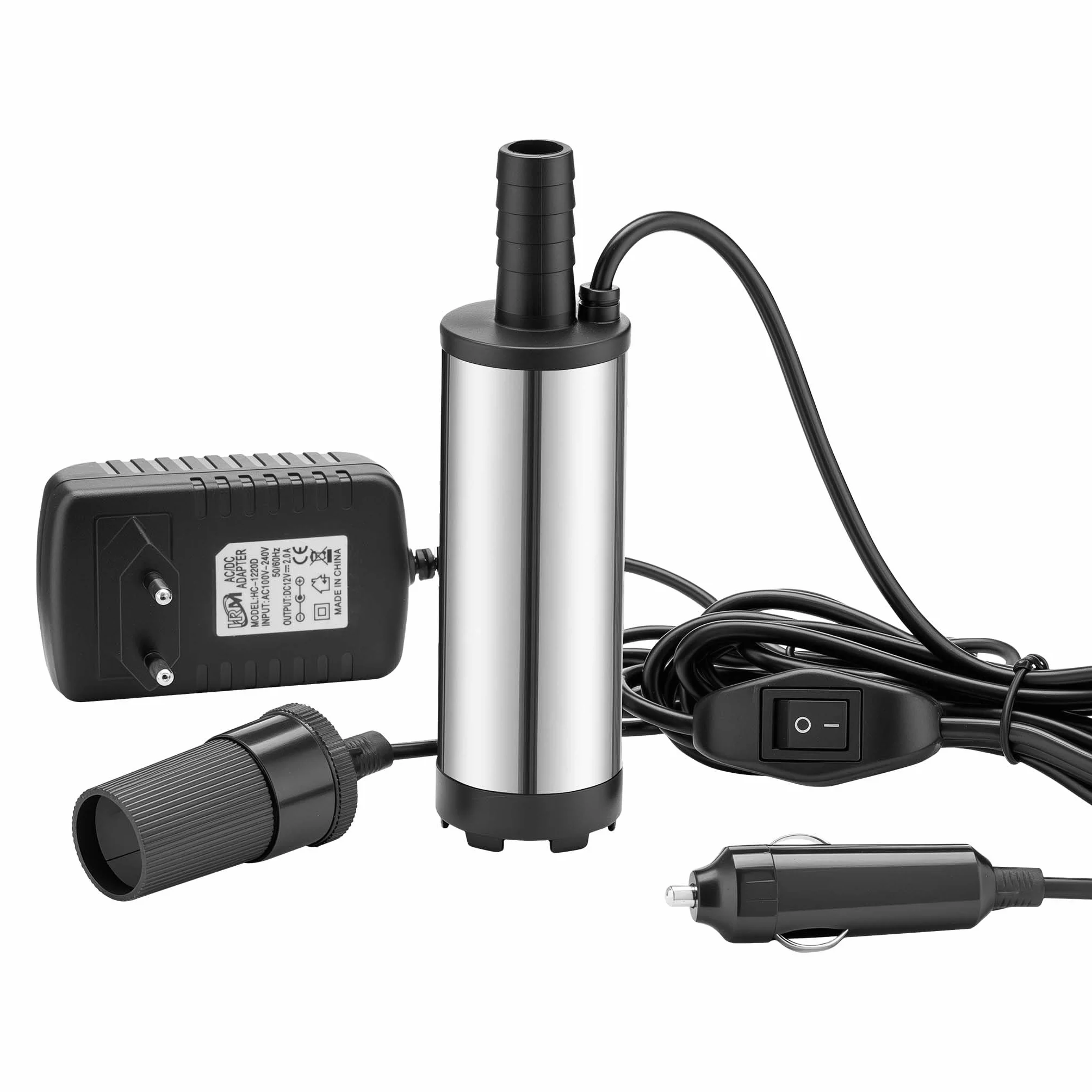 Mini pompa Wiltec 12-15 l/min 8500 obr/min 12 V, wylot 16 mm, pompa zanurzeniowa do wody i oleju napędowego, do spuszczania cieczy, odwadniania, pompowania ponad