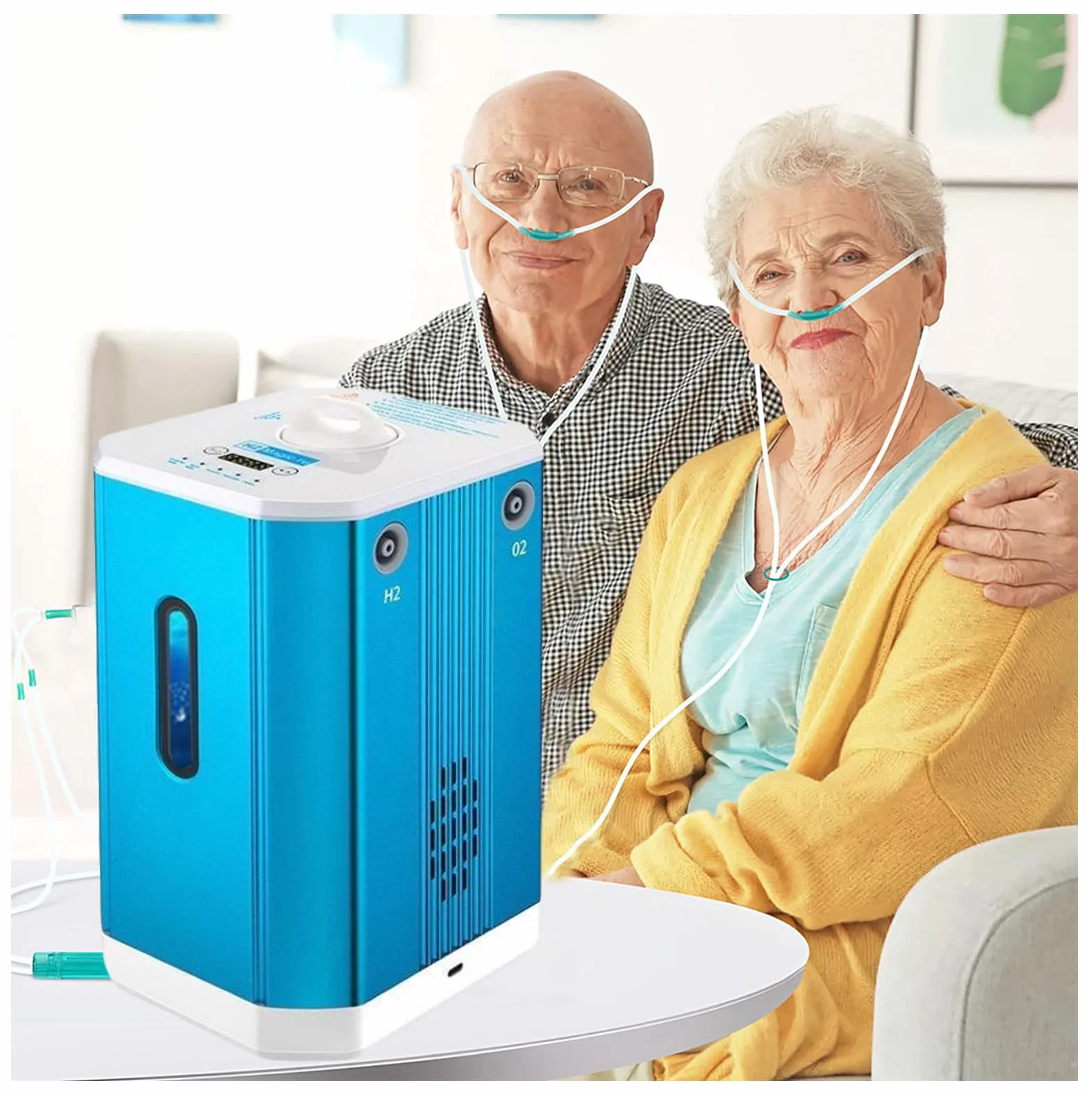 Urządzenie Do Inhalacji Wodorem Generator Wody Wodorowej 450 Ml/Min Inhalator H2 Czystości 99,99% Niebieski