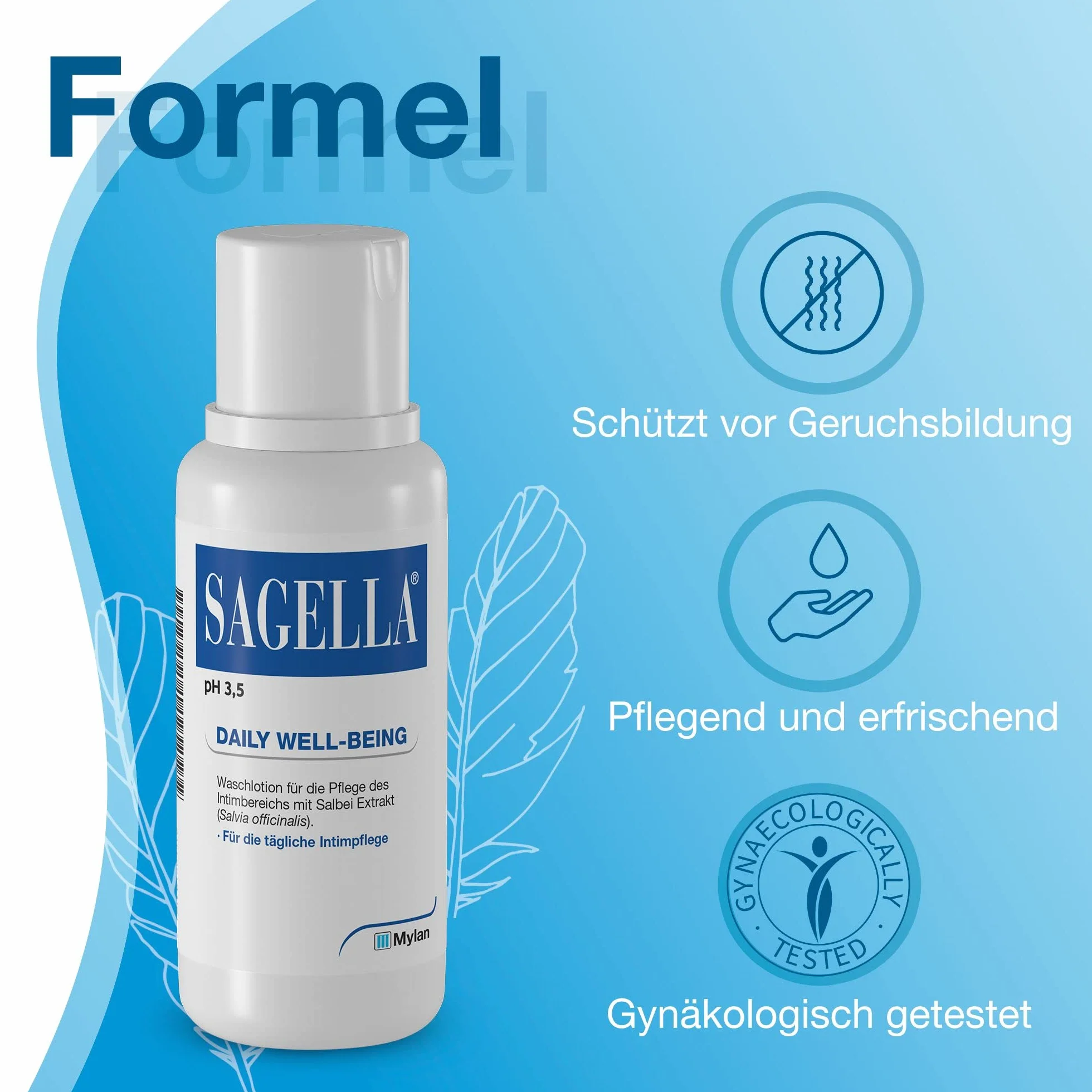 SAGELLA pH 3,5 – DAILY WELL-BEING: balsam do mycia okolic intymnych z kwasem mlekowym i ekstraktem z szałwii do codziennej pielęgnacji intymnej, 500 ml