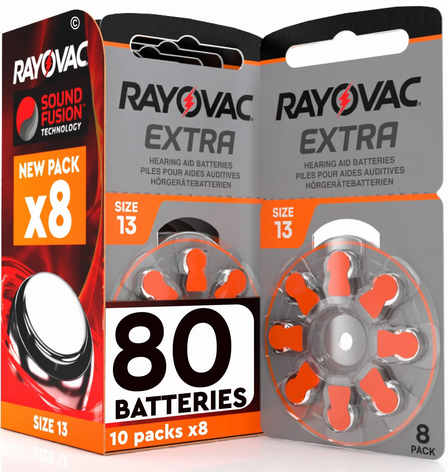 Rayovac Extra 13 baterie PR48 do aparatów słuchowych 80 sztuk