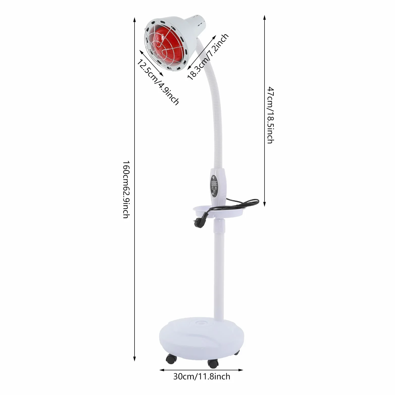 Lampa grzewcza na podczerwień na podczerwień, lampa grzewcza do terapii bólu, do domu, kliniki i salonu, regulowana, 275 W, z pilotem zdalnego sterowania, do bólu mięśni i stawów