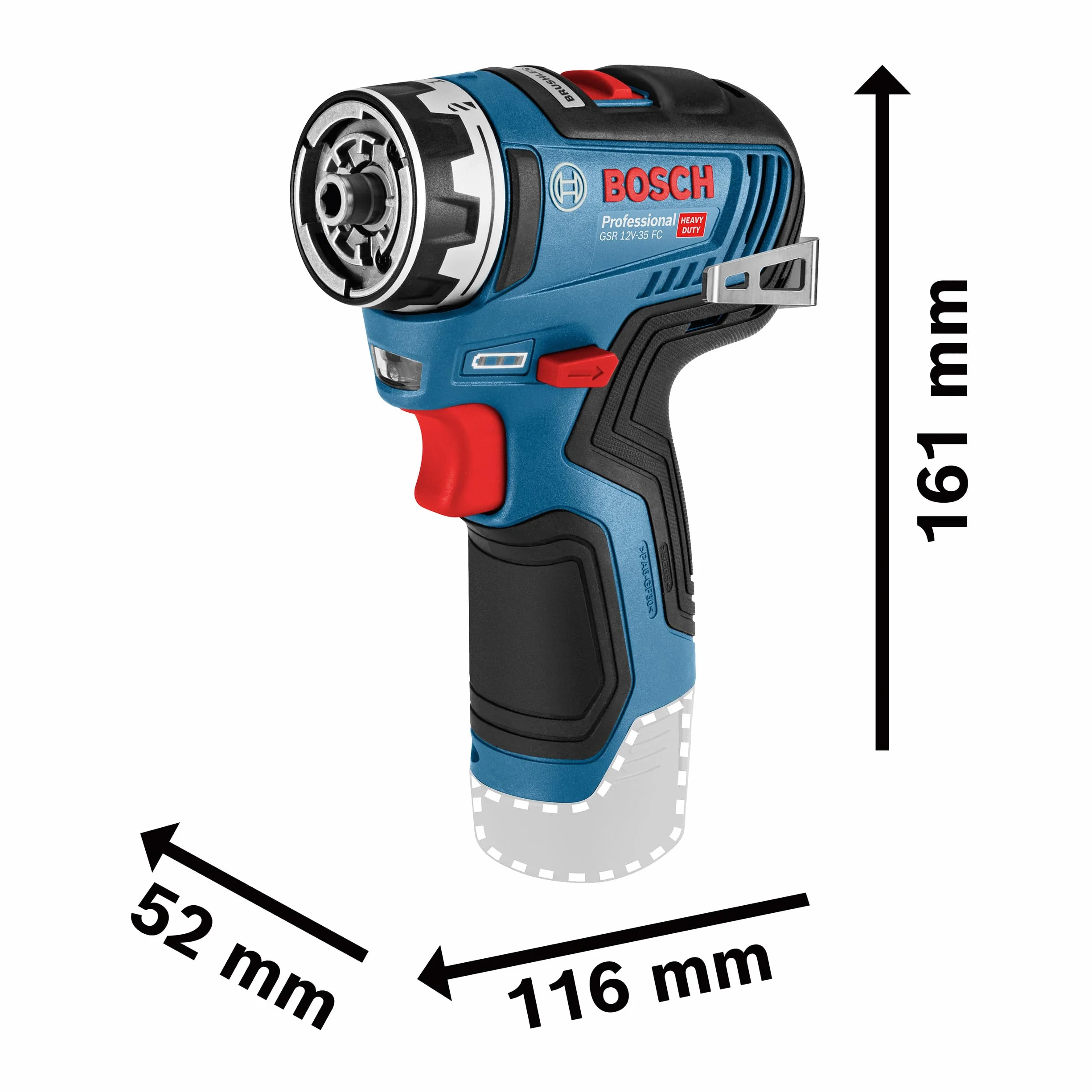 Bosch Professional system 12V: akumulatorowa wiertarko-wkrętarka GSR 12V-35 FC (bez akumulatorów i ładowarki, opakowanie kartonowe)
