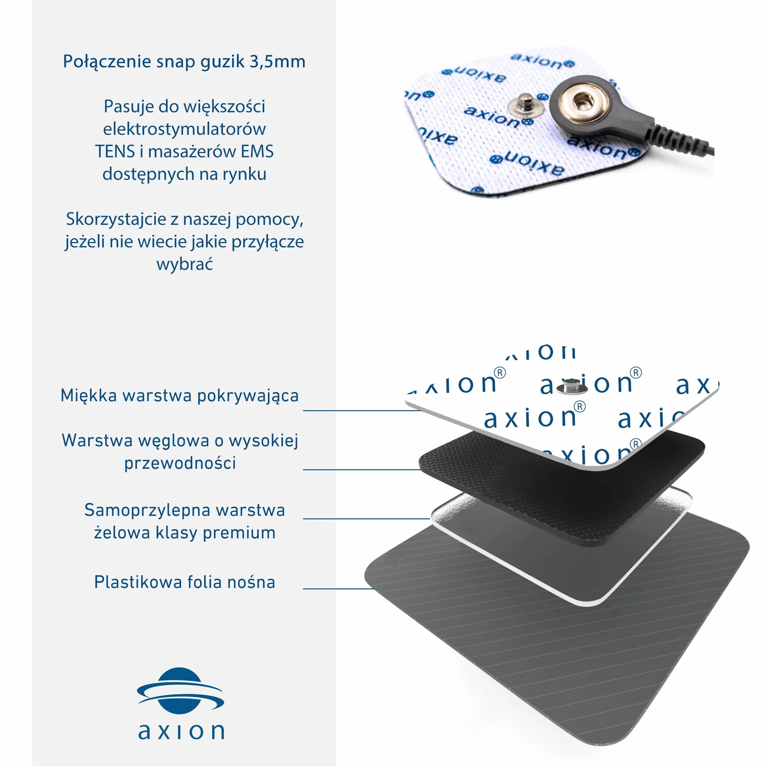 Elektrody TENS na bóle kręgosłupa- pasujące do elektrostymulatorów z zatrzaskiem np. Sanitas Bluetens- 4 szt.