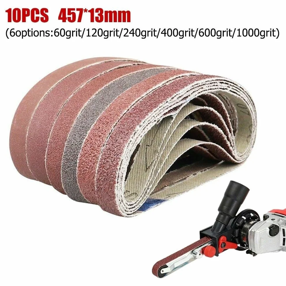 10 szt. Szlifierka taśmowa pasy szlifierskie 60-1000 papier ścierny o ziarnistości taśmy ścierne do metalowego polerowania drewna 457x13mm(60 grit)