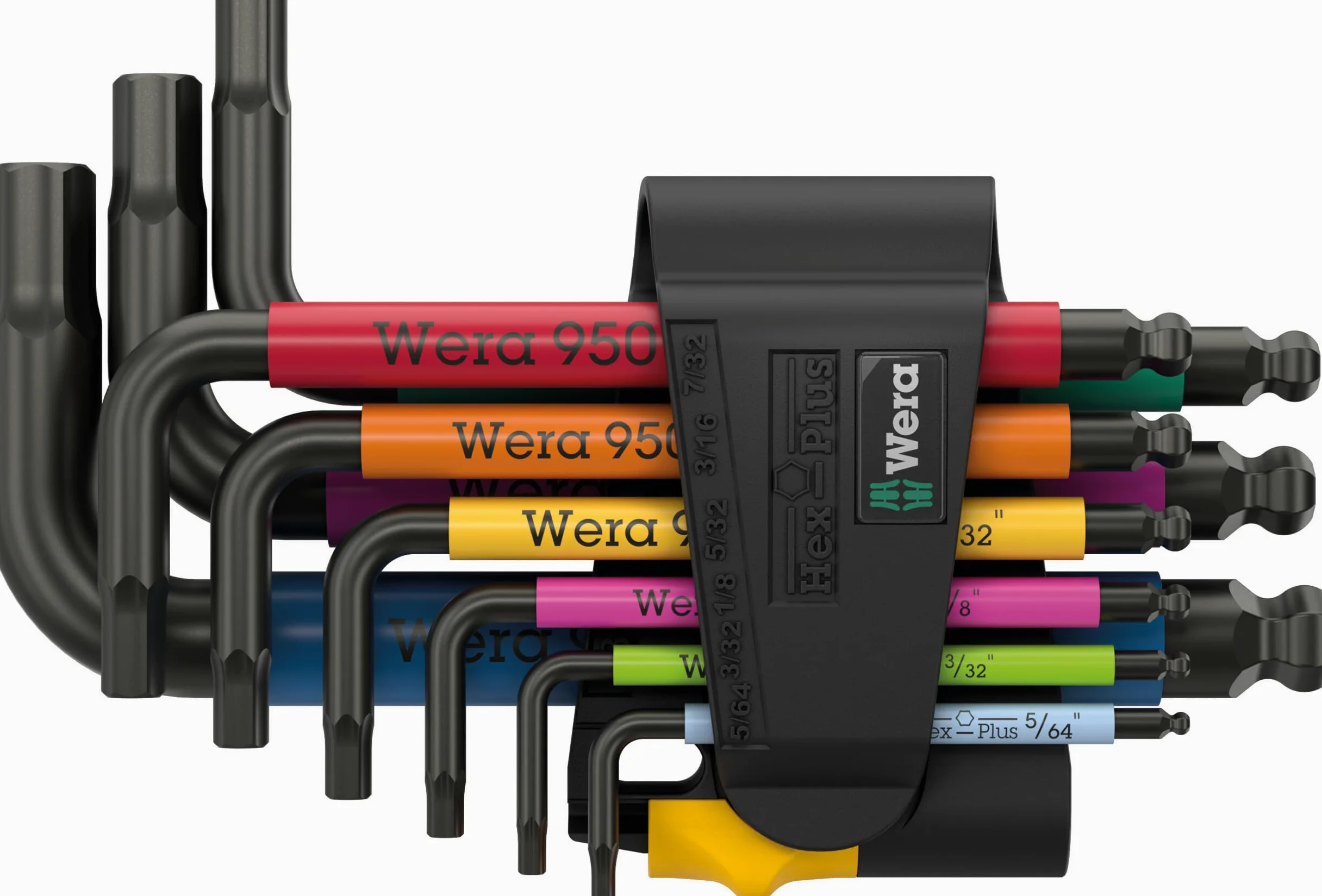 Wera 05022641001 950/9 Hex-Plus Multicolour Imperial 3 zestaw kluczy kątowych, calowy, BlackLaser, 9-częściowy