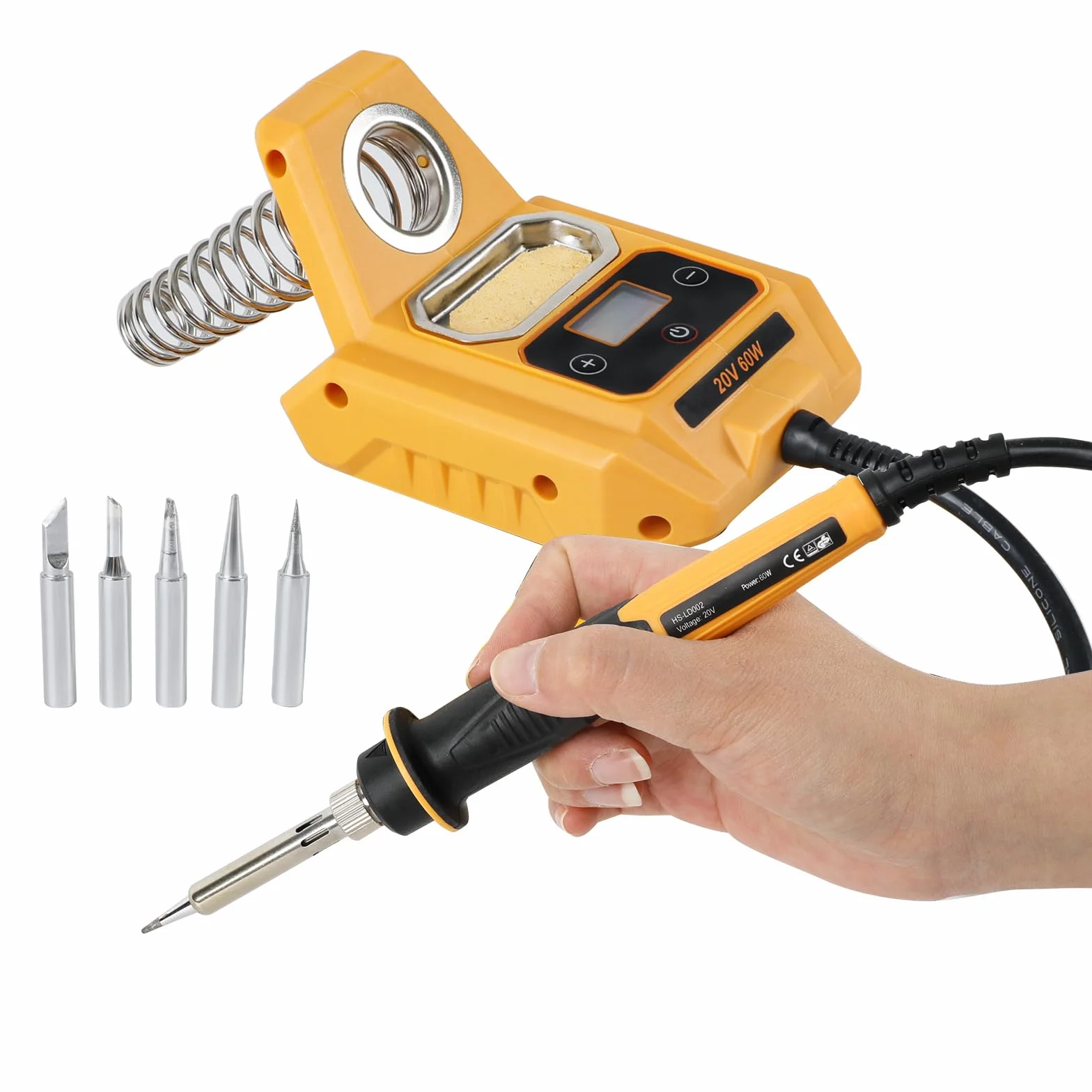 Bezprzewodowa lutownica do baterii DEWALT 18 V/20 V, szybkie nagrzewanie, regulacja temperatury, 60 W, elektryczna cyfrowa stacja lutownicza LCD do majsterkowania, naprawy urządzeń, spawania drutów