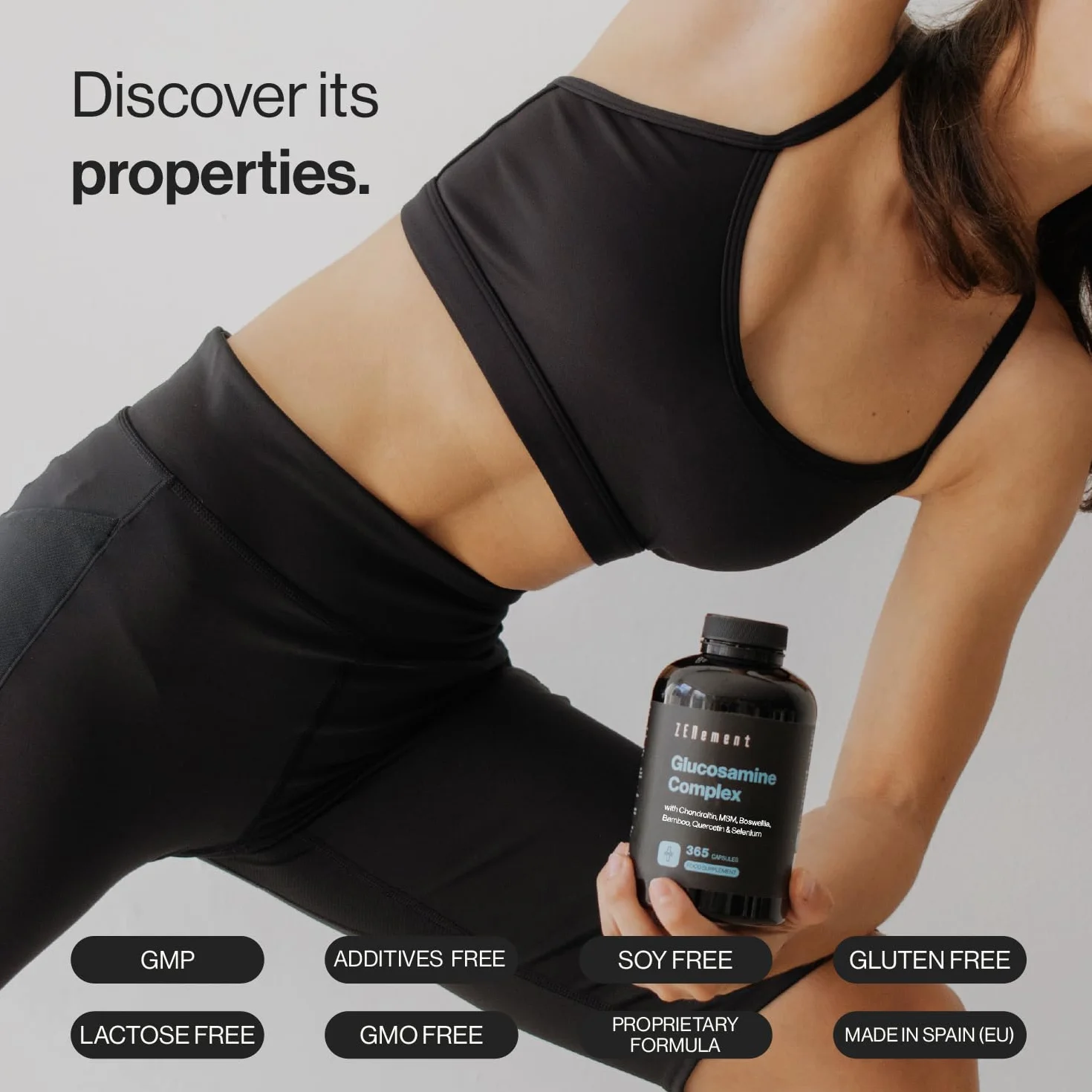 Glucosamine Complex with Chondroitin, MSM, Boswellia, Bamboo, Quercetin & Selenium - 365 Capsules, Non-GMO - Zenement