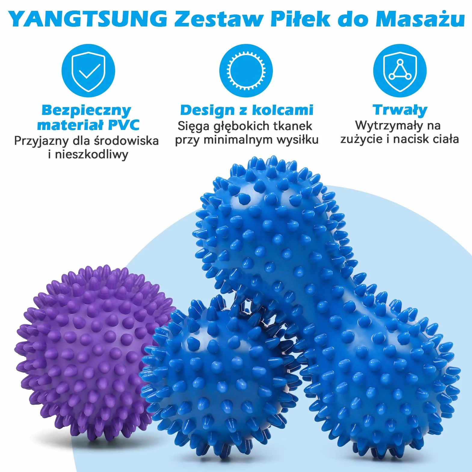 Kolczasta piłka do masażu, twarde wałki do masażu fizjoterapeutycznego, masaż głębokich tkanek