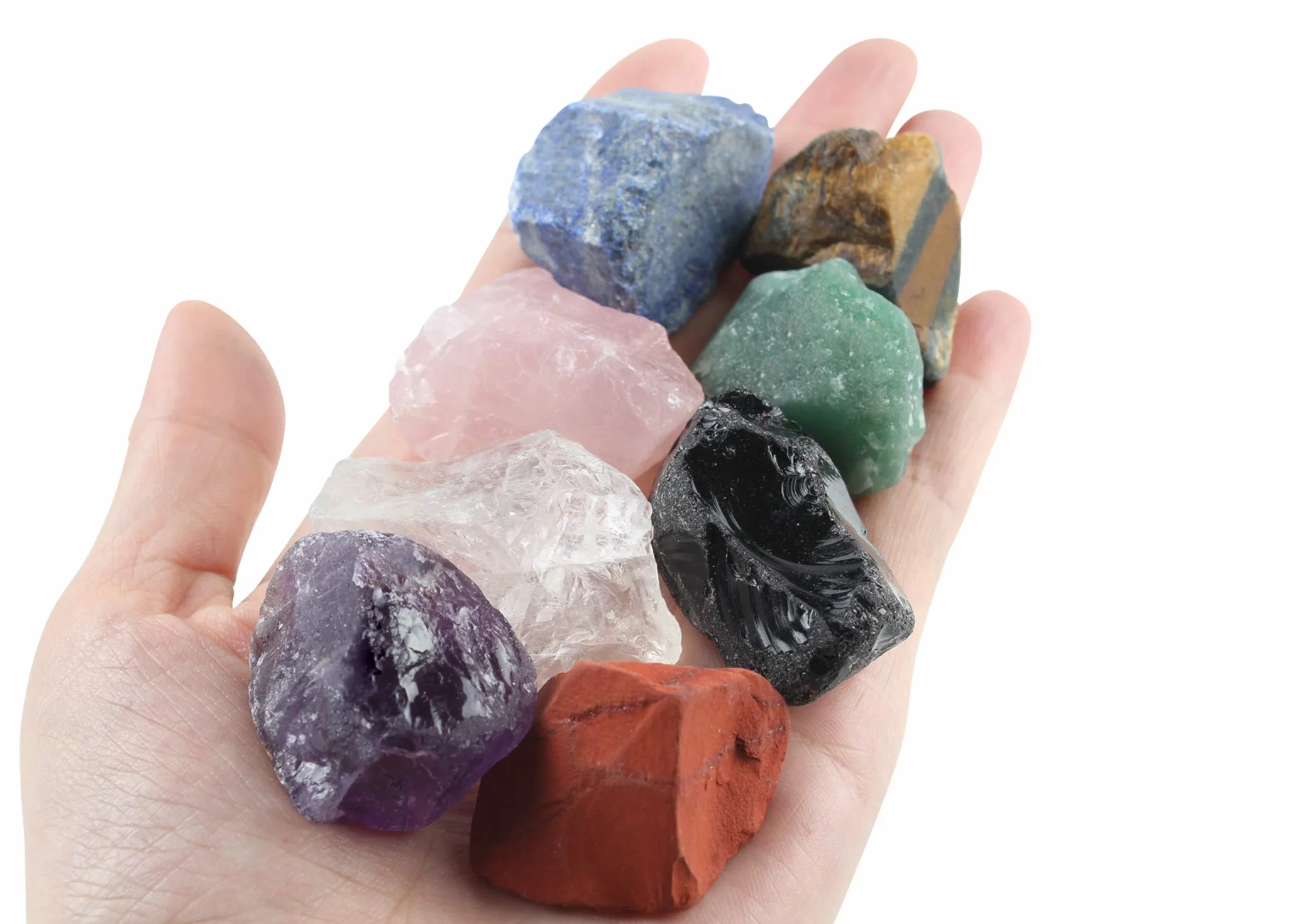 Zestaw kamieni czakr naturalny surowy kamień Reiki lecznicze kryształy 8 szt.