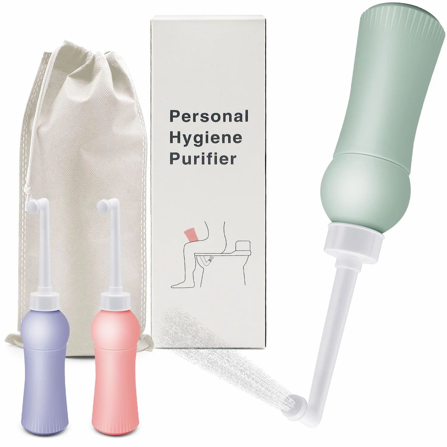 Prysznic 500 ml z etui podróżnym, wysuwany, przenośny bidet do podróży i domu – zastępuje wilgotne chusteczki, oszczędza papier toaletowy, higieniczny prysznic intymny Podusche dla kobiet w połogu