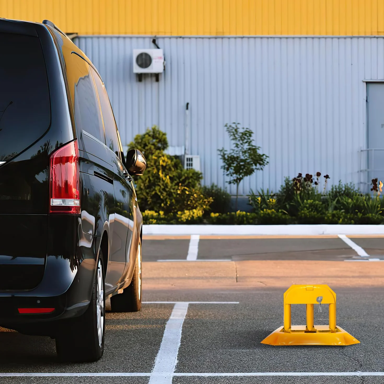 Ikodm 1 x składany słupek parkingowy, słupek odcinający z 3 kluczami, blokada miejsca parkingowego z 4 śrubami rozporowymi, uniwersalny zamek parkingowy, bariera parkingowa do garażu, parkingu, wjazdu