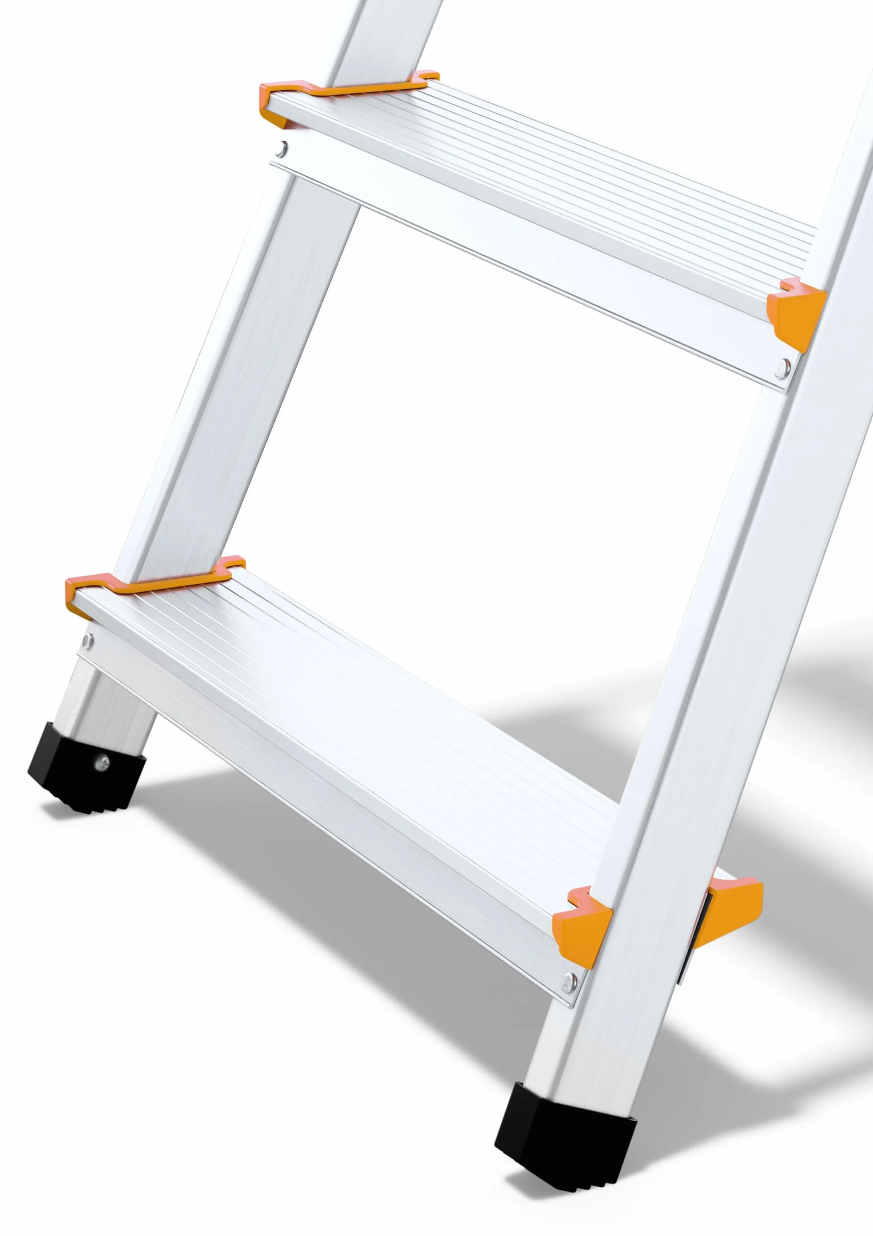 Drabest - PRO Drabina Domowa - 7 stopnie - Wysokość Robocza 3,40m - Drabina Składana Aluminiowa, z Praktyczną Półką, maks. 125 kg - z Platformą 25x26 cm, Antypoślizgowe stopki