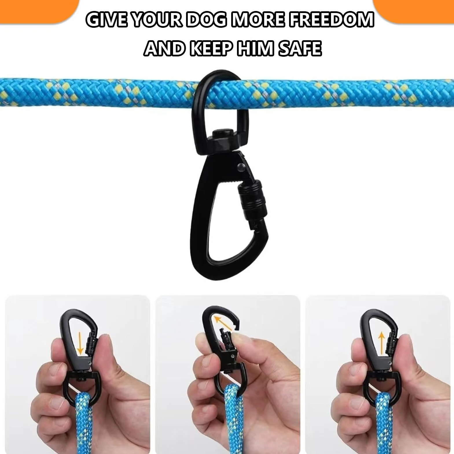 Karabińczyk z przegubem obrotowym, klips Twist Locking, 2 sztuki karabińczyków do wspinaczki, do dużych obciążeń, karabińczyki śrubowe do hamaków, na kemping, pęk kluczy, bezpieczne psy